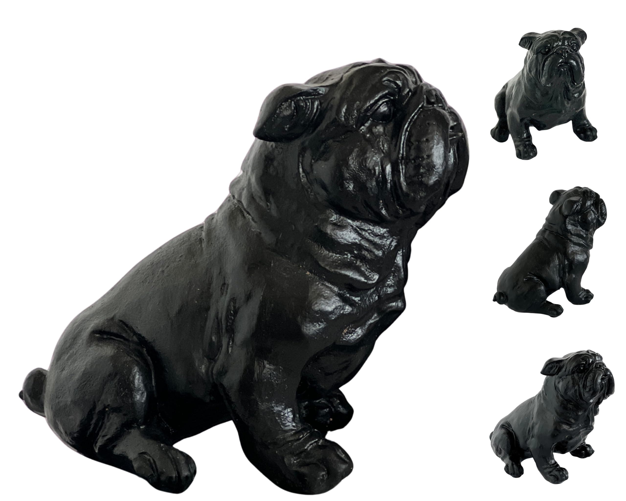 Bellaa 23073 Bulldog Statue Vintage Rustic Distressed Mascot Stern Dog Figurine Sculpture Antiques Farmhouse Animal Outdoor Garden Home Decor 8 Inch Tall