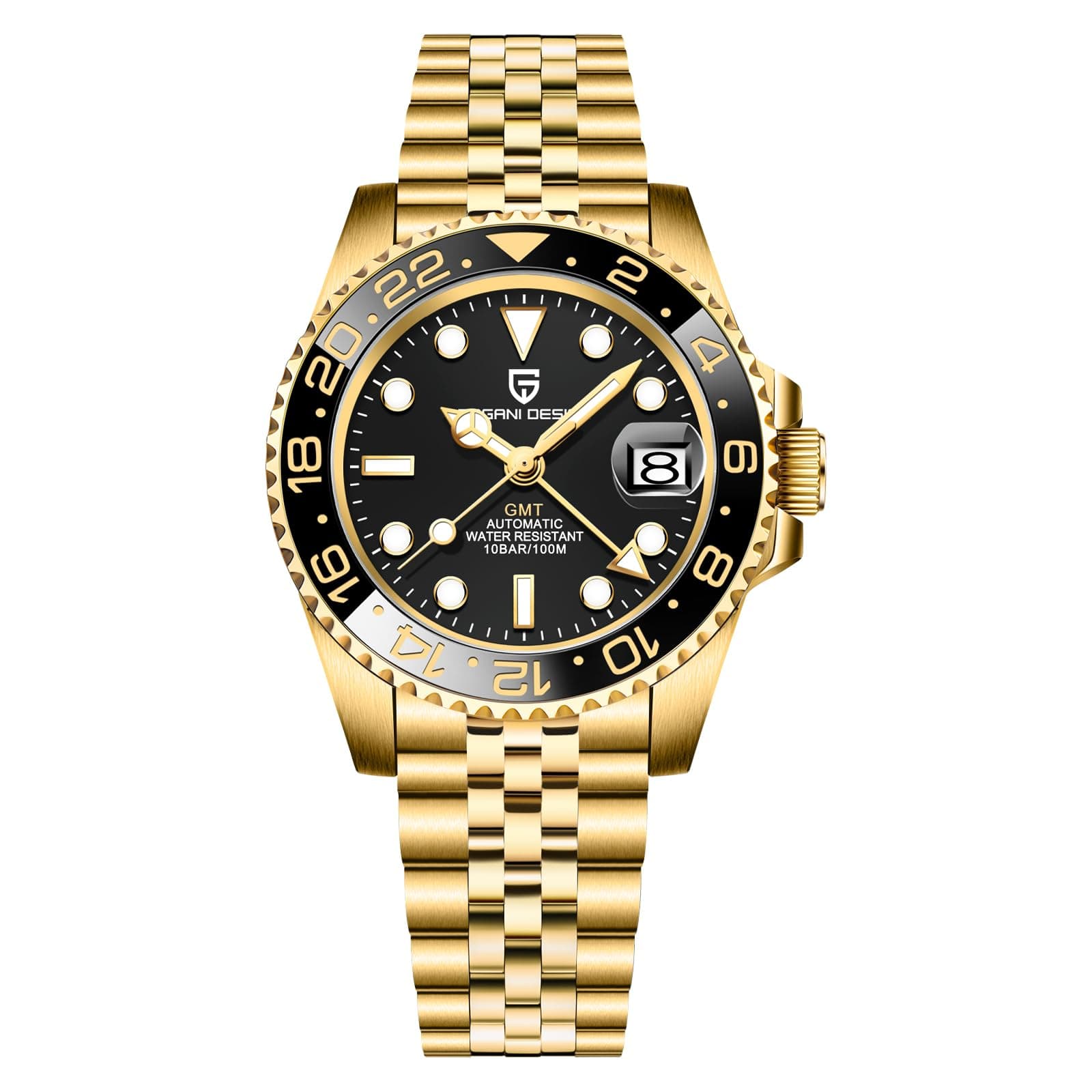 BY BENYAR Pagani Design Men GMT Automatic Watches-Fashion Stainless Steel Mechanical Watch-Sapphire Glass Lens Watch Men