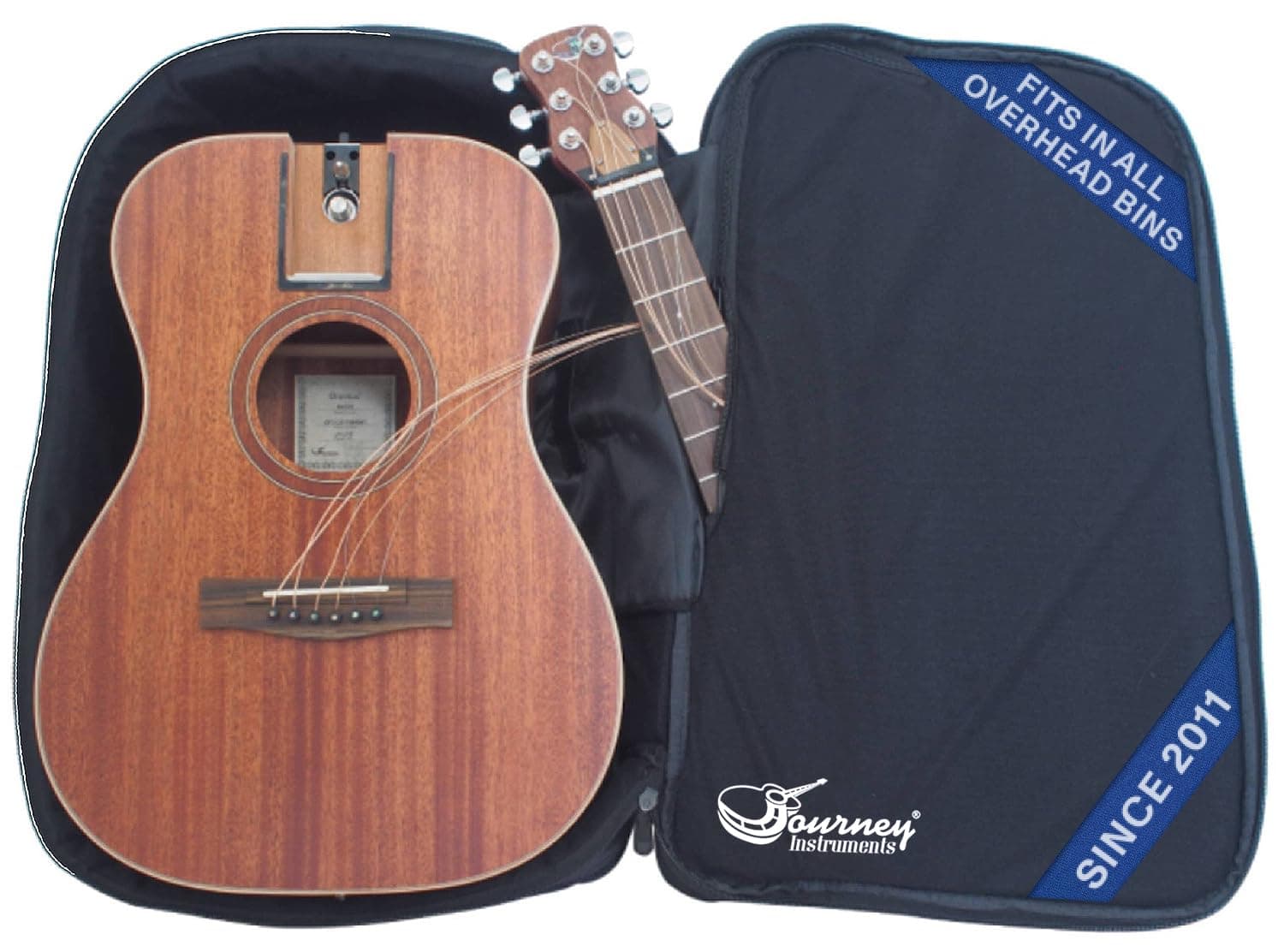 Journey Instruments Solid Sitka Travel Guitar – OF312 Traveler Acoustic-Electric Guitar with Collapsible Patented System – Portable Backpack Case (Classical)