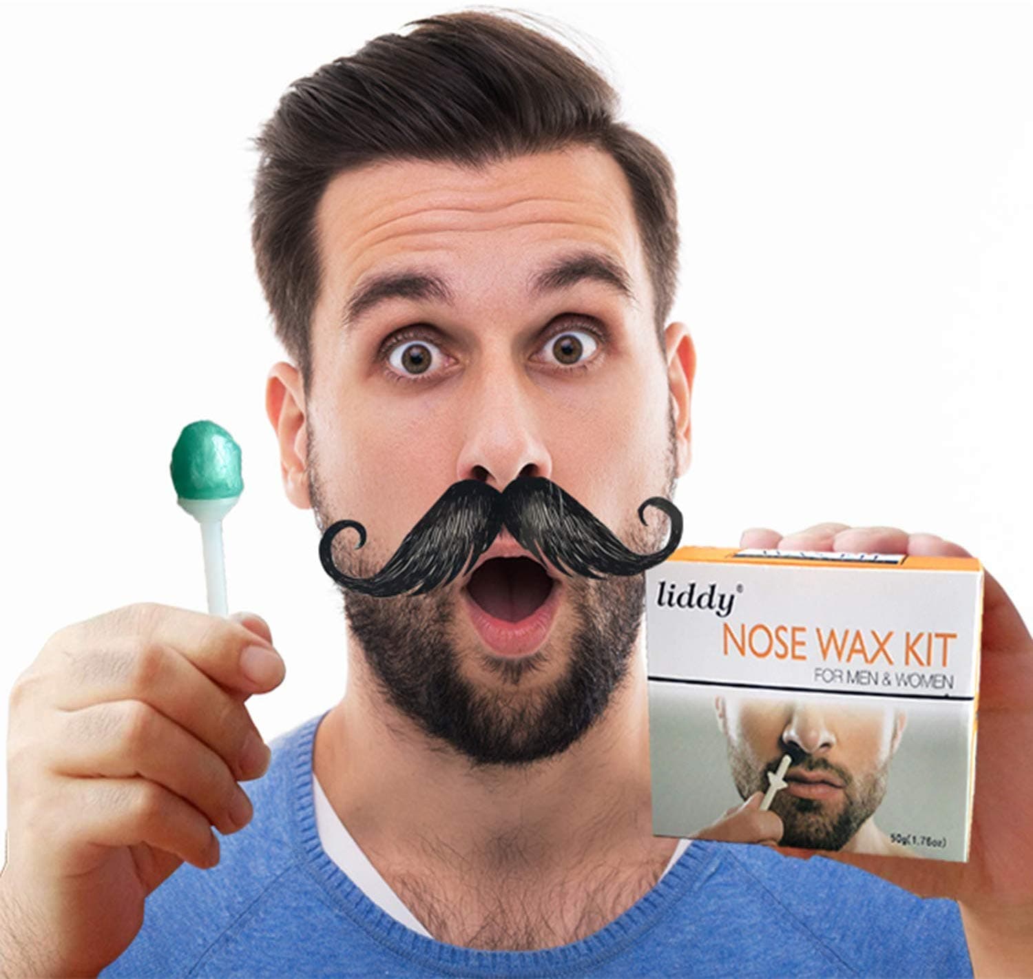 Nose Wax kit, Liddy Nose Hair Removal Wax Kit Microwavable Home Use Hard Wax for Men and Women 50 grams,20 Wax Sticks Applicators