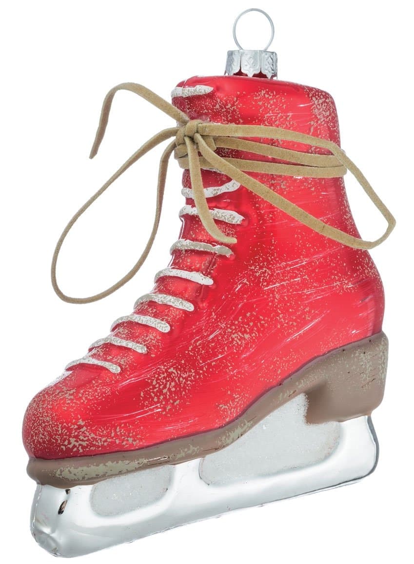 Red Ice Skate and Leather Tie 5 inch Christmas Ornament Decoration
