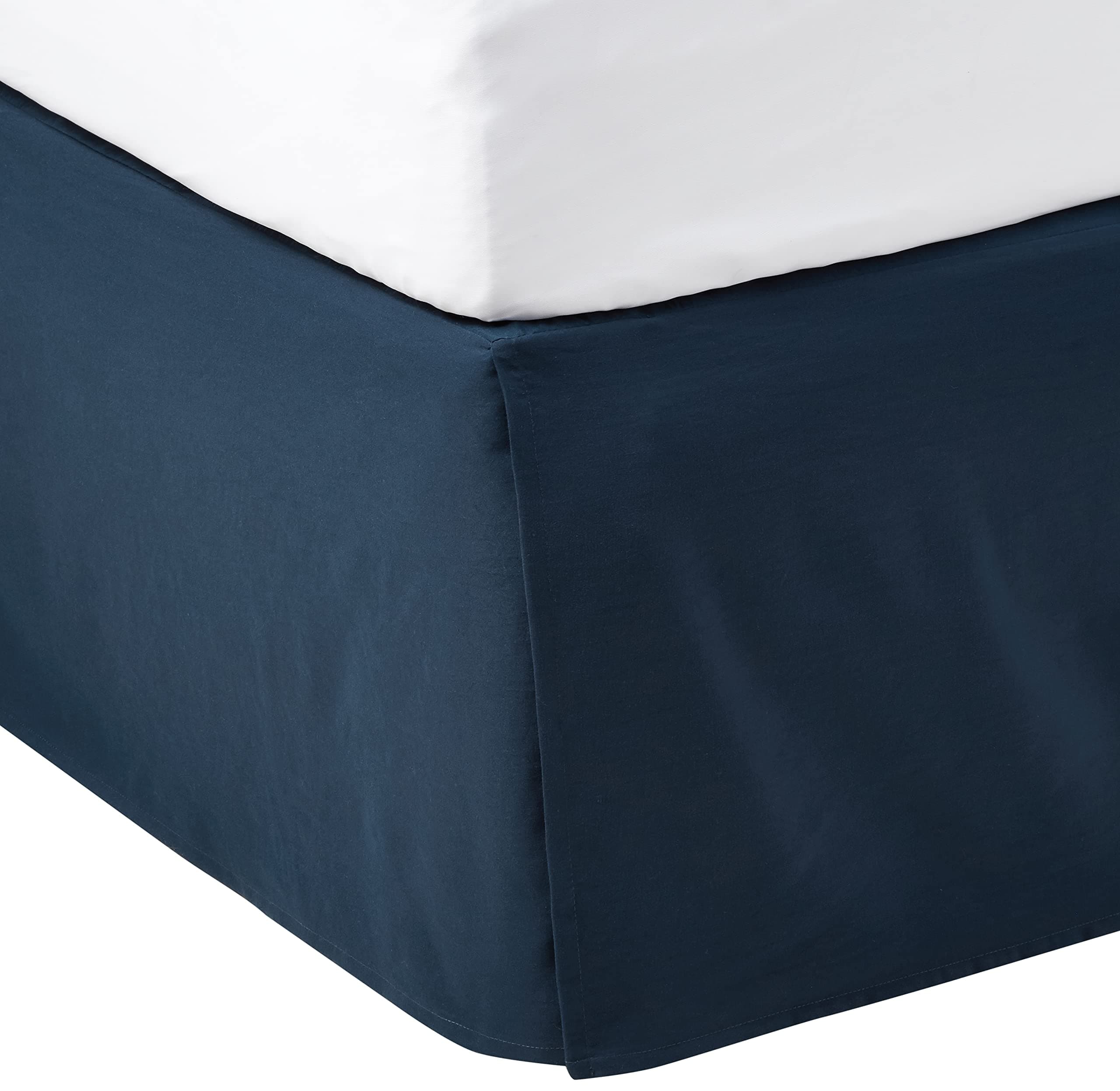 Lightweight Pleated Bed Skirt, Fade Resistant, Wrinkle Resistant, Machine Washable, Queen, Navy Blue