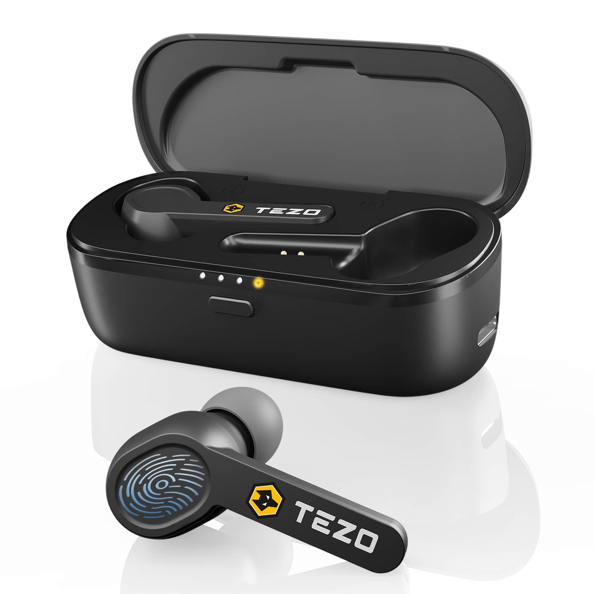 TEZO Wireless Earbuds IPX8 Waterproof Bluetooth Earphones Touch Control TWS Earbuds with Charging Case Built-in Microphone Non-Slip for Sports and Work