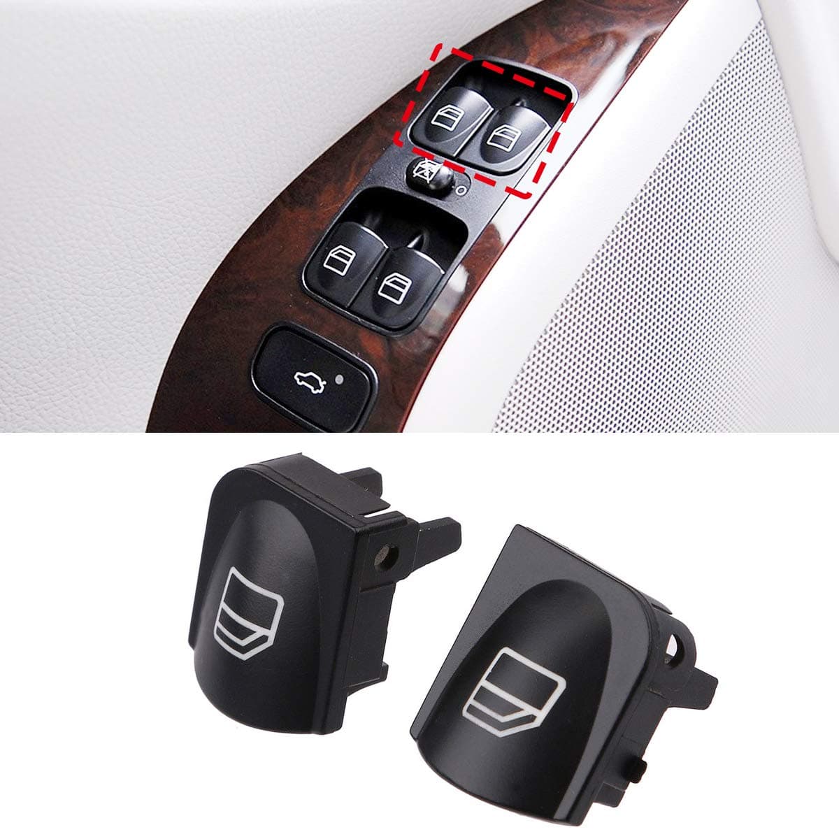 Jaronx 2PCS Driver Window Switch Button Covers for Mercedes Benz,Power Window Master Switch Repair Button Caps Button for Mercedes Benz C-Class W203 C230 C280 C320 C350, CLK-Class W208 CLK320 CLK430