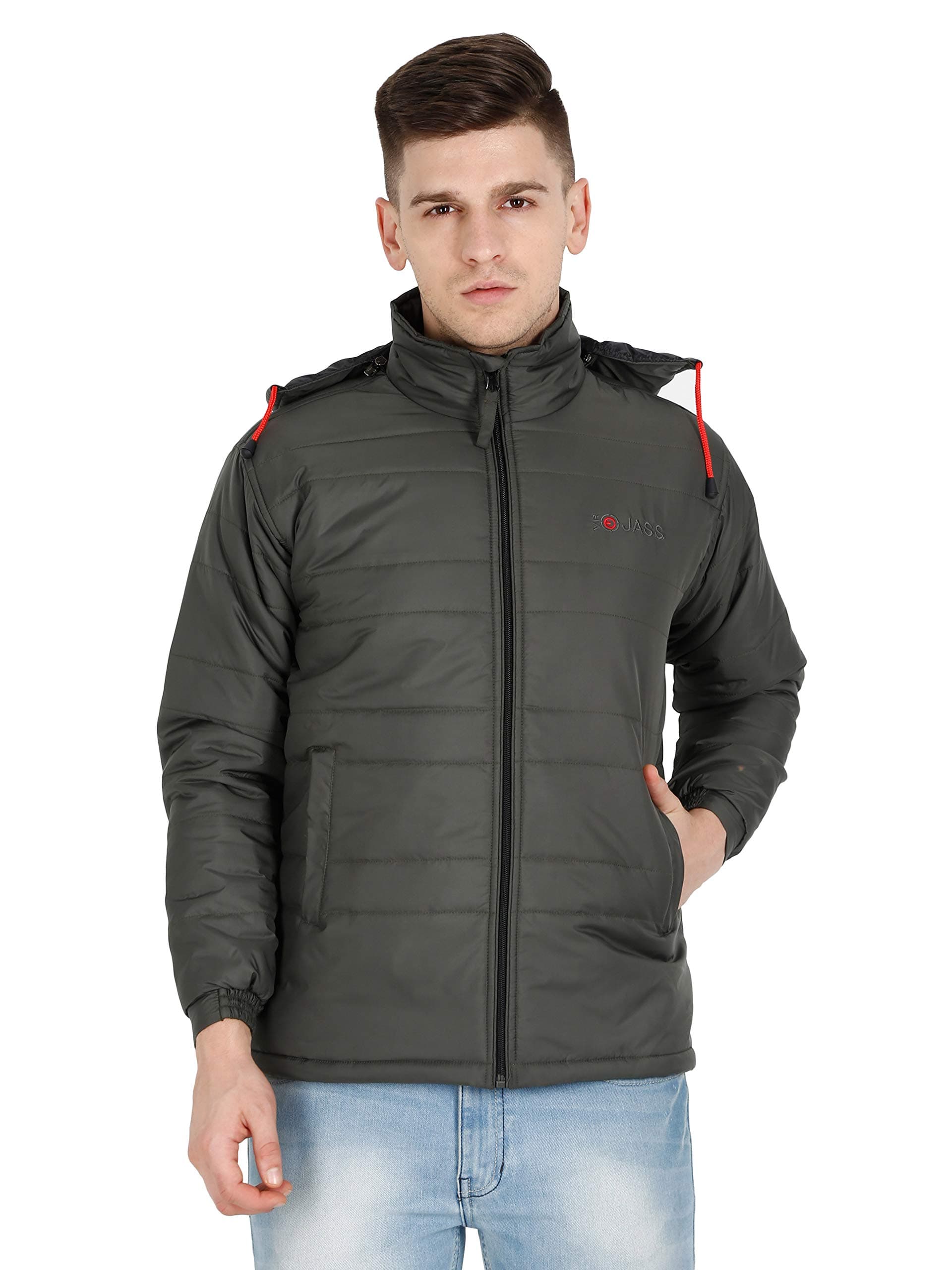 Men's Polyester Standard Length Bomber Jacket(VROBJF)