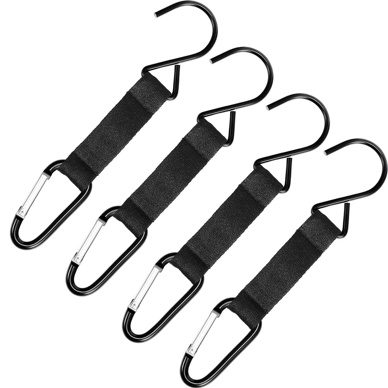 Sumind 4 Pcs Fence Hooks for Baseball Bag Nylon Safety Buckles Metal Fence Hooks Multifunctional Hanging Buckles for Softball Football Tennis Outdoor Sport Equipment Water Cup Backpack(Black)