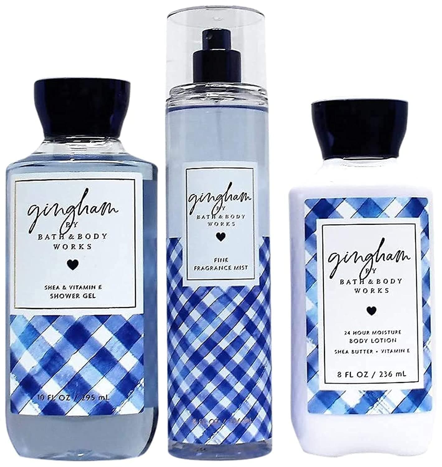 Gingham The Daily Trio Shower Gel, Fine Fragrance Mist and Super Smooth Body Lotion Set Full Size - 8fl. oz