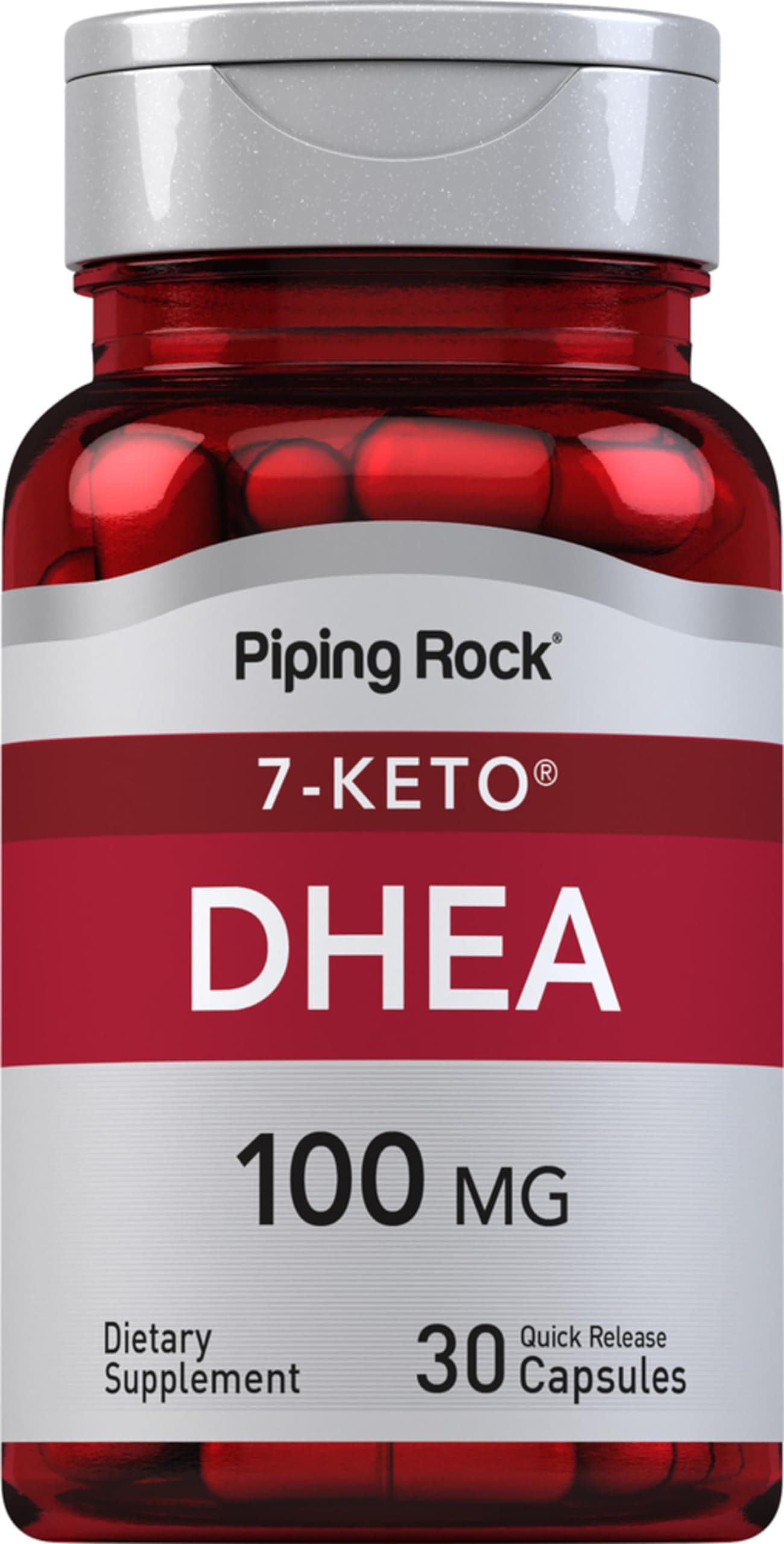 Piping Rock DHEA Supplement for Women and Men | 100mg | 30 Capsules | 7-Keto | Dehydroepiandrosterone | Non-GMO, Gluten Free