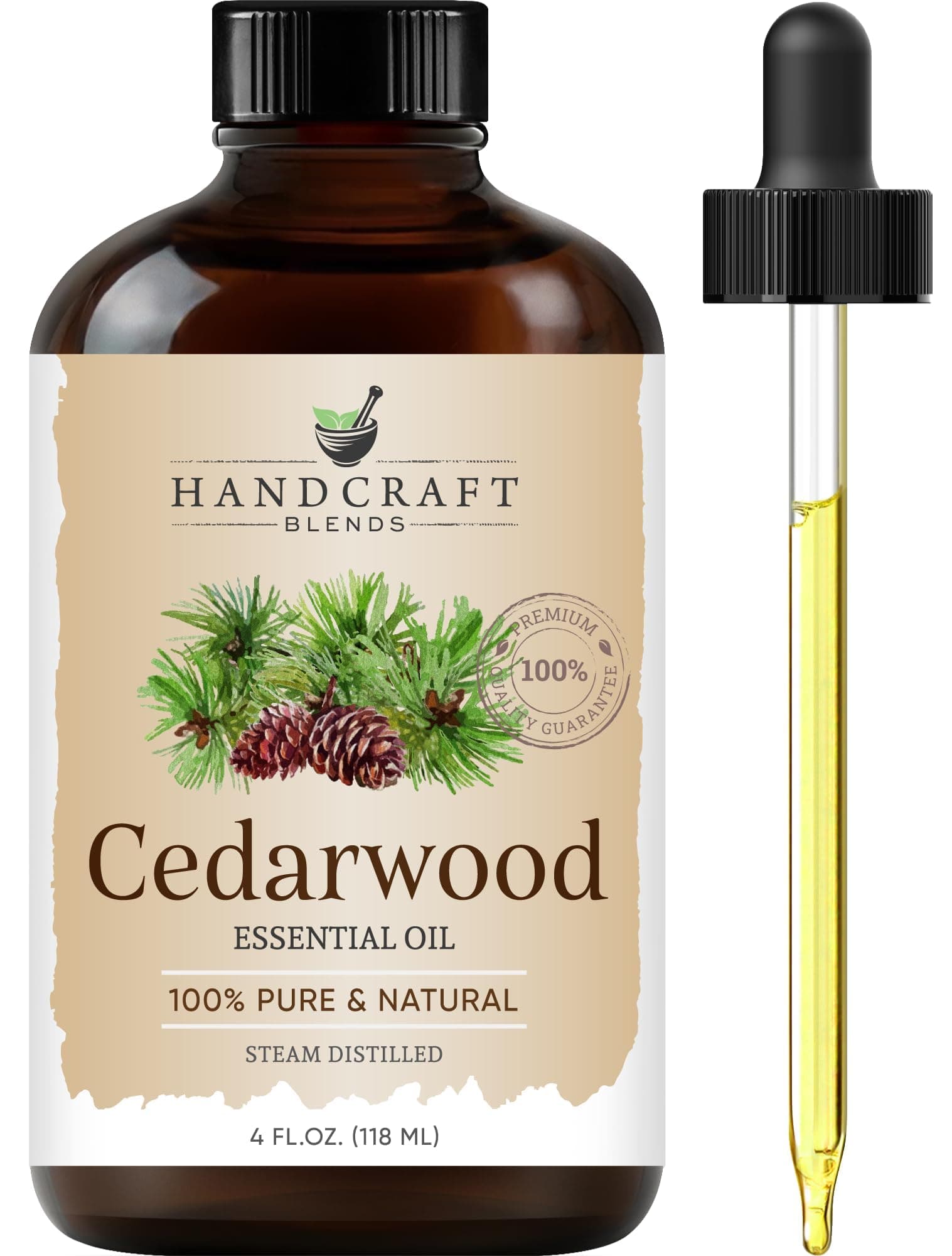 Handcraft Blends Cedarwood Essential Oil – Huge 4 Fl Oz – 100% Pure and Natural – Premium Grade Essential Oil for Diffuser and Aromatherapy, Skin, Massage, Candle and Soap Making Fragrance