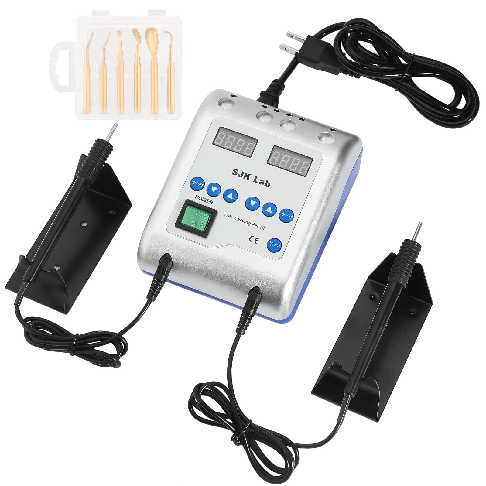 ANNWAH Electric Wax Carver - Carving Machine with Double Pens & 6 Wax Tip for Lab Jewelry Work Handheld Instrument