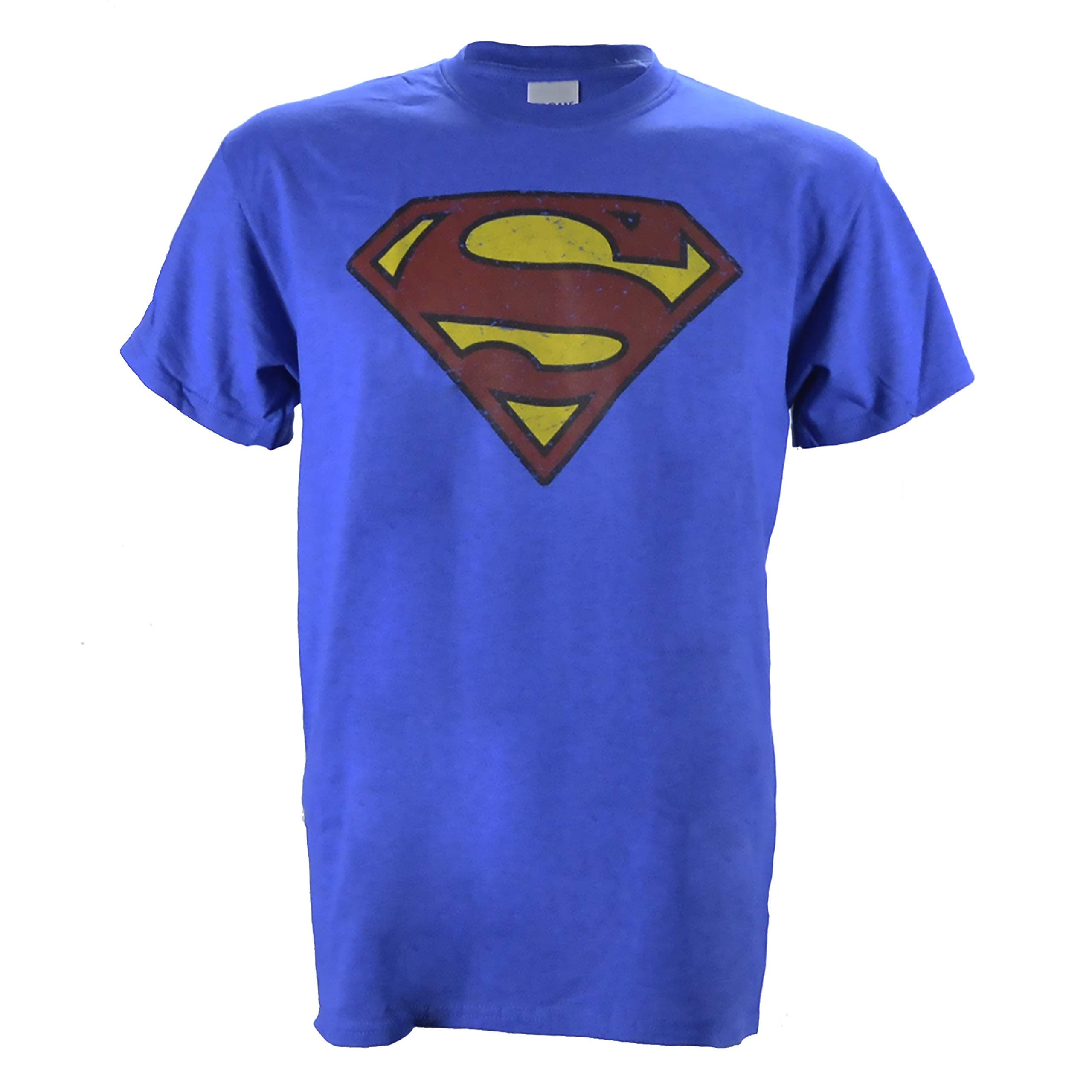 Super Man Logo Distressed Vintage Print on a Heather Blue T Shirt