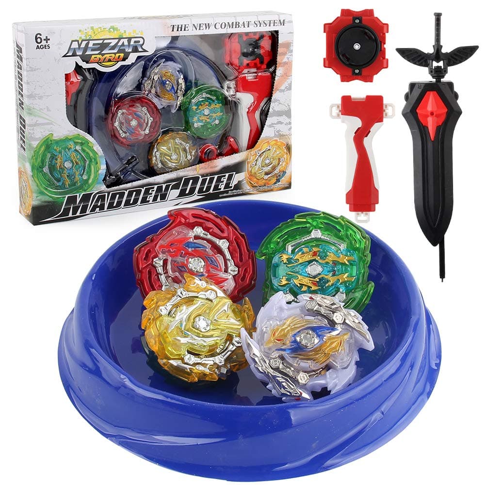 Bey Battle Burst Evolution ,Four Battling Tops, & Two Launchers & One Launcher Grip and Stadium