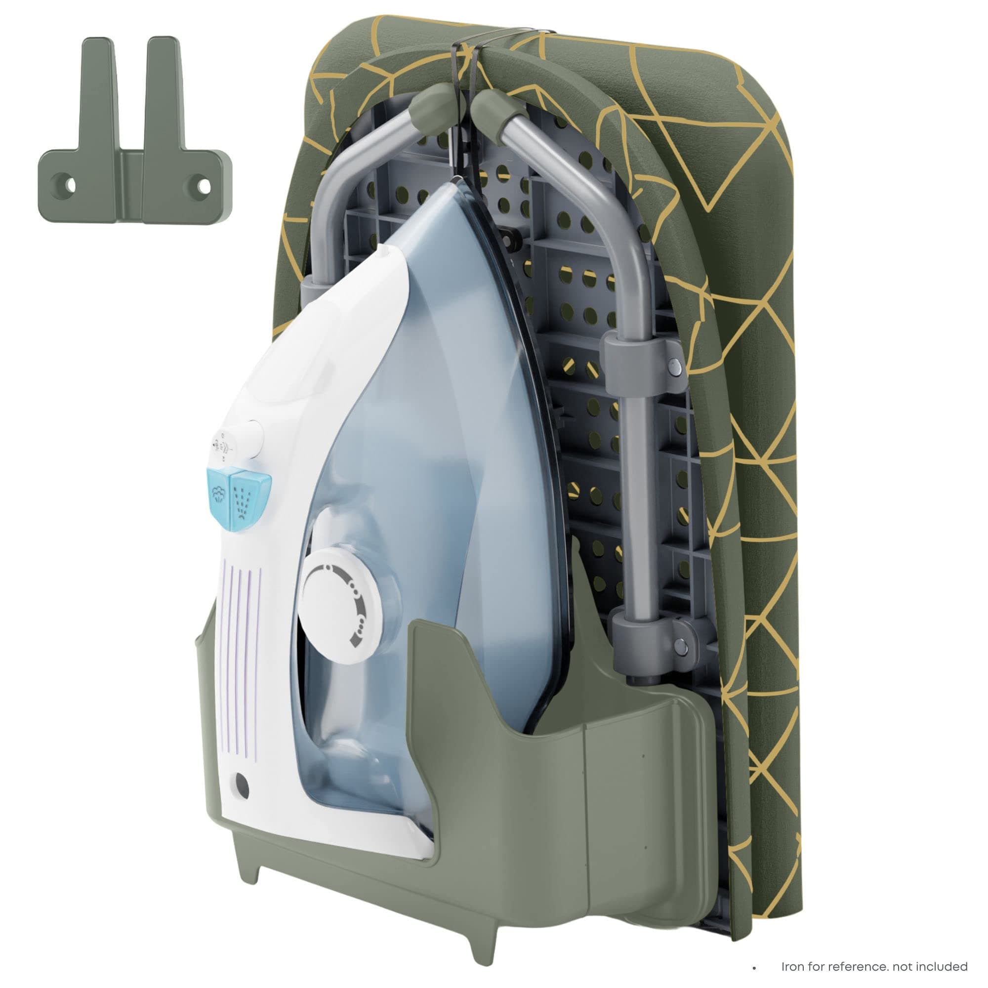 Xabitat Table Top Ironing Board W/Wall Mount | D-Crease | Portable Space Saving Mini Laundry Room Iron Board | Foldable Small Ironing Board with Iron Holder | Green