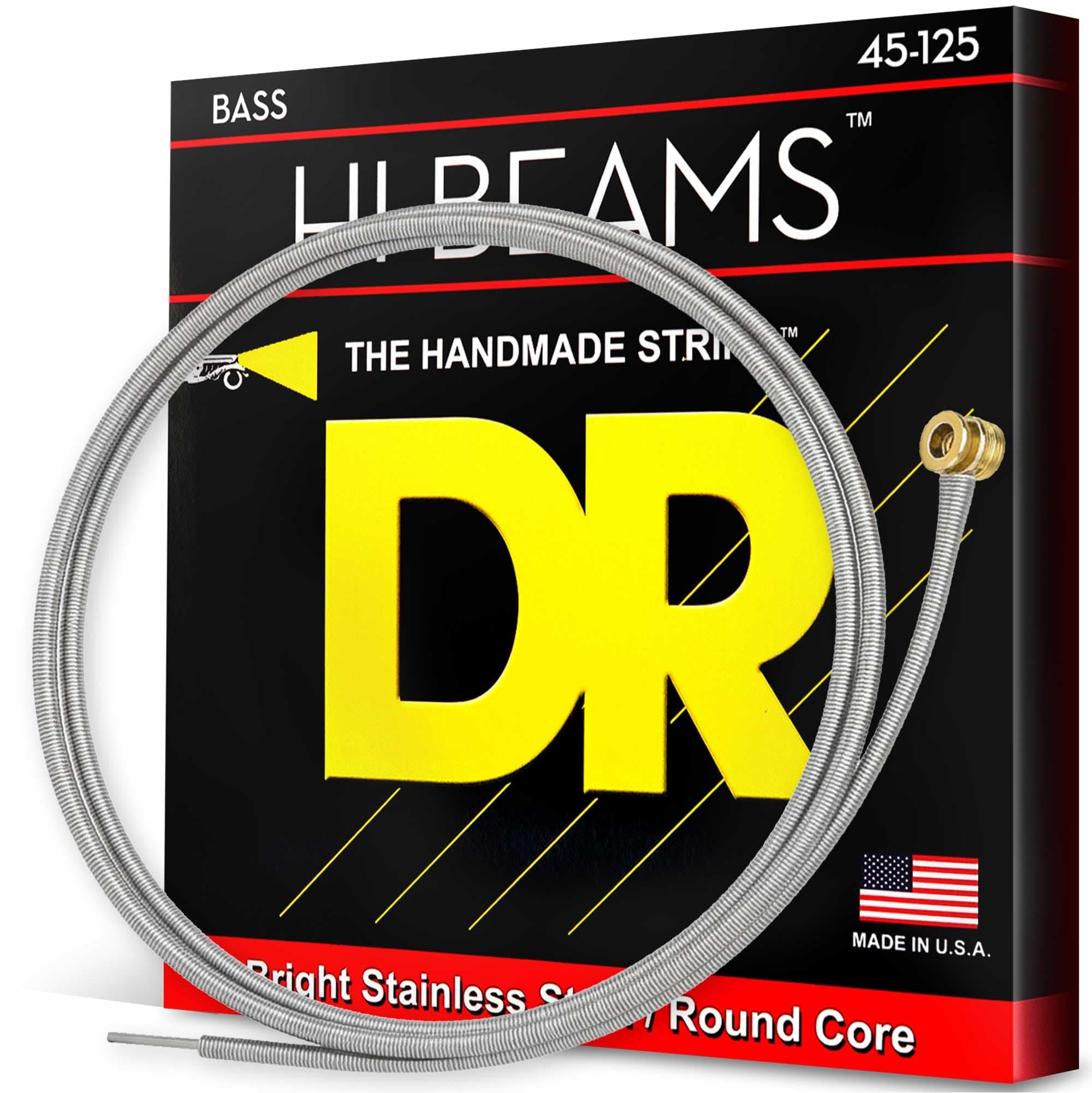 HI-BEAMS - Stainless Steel 5-String Bass Guitar Strings, 45-125, Round Core (MR5-45)