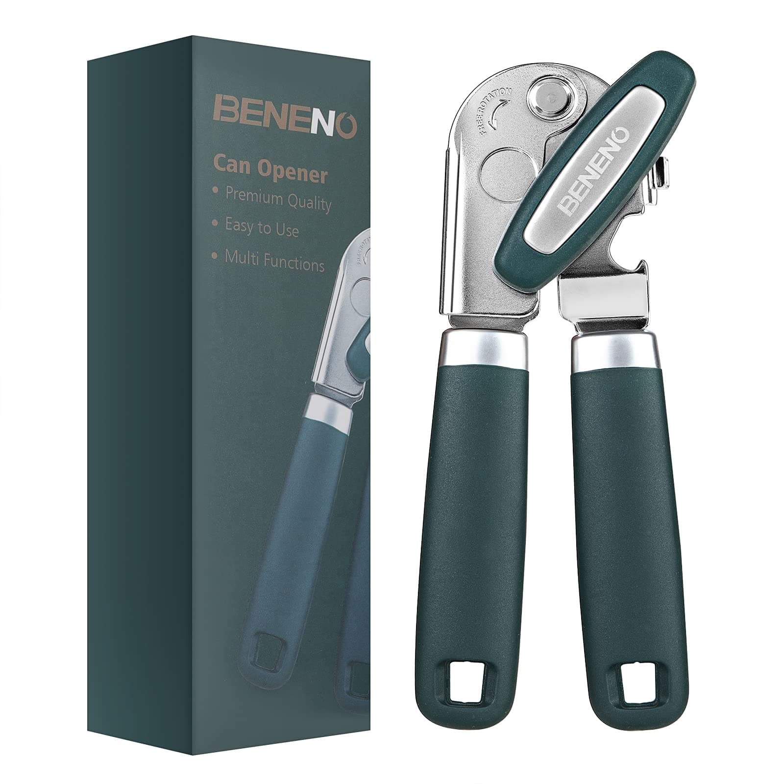 Beneno Heavy Duty Hand Can Opener Manual with Magnet, Durable Sharp Carbon St...