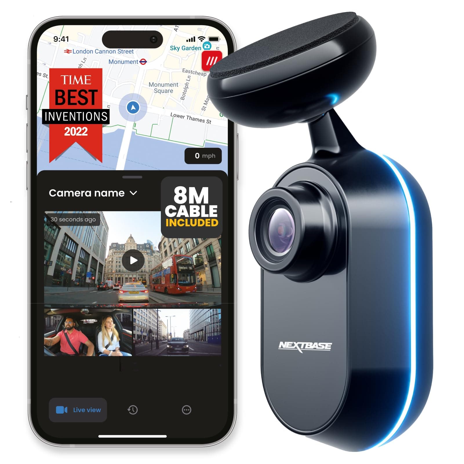 iQ Rear Window Dash Camera, Rear View Dash Cam, Rear Camera Only, 1440p Rear Car Cam with Smart Sense Parking, Guardian Mode, and Roadwatch AI