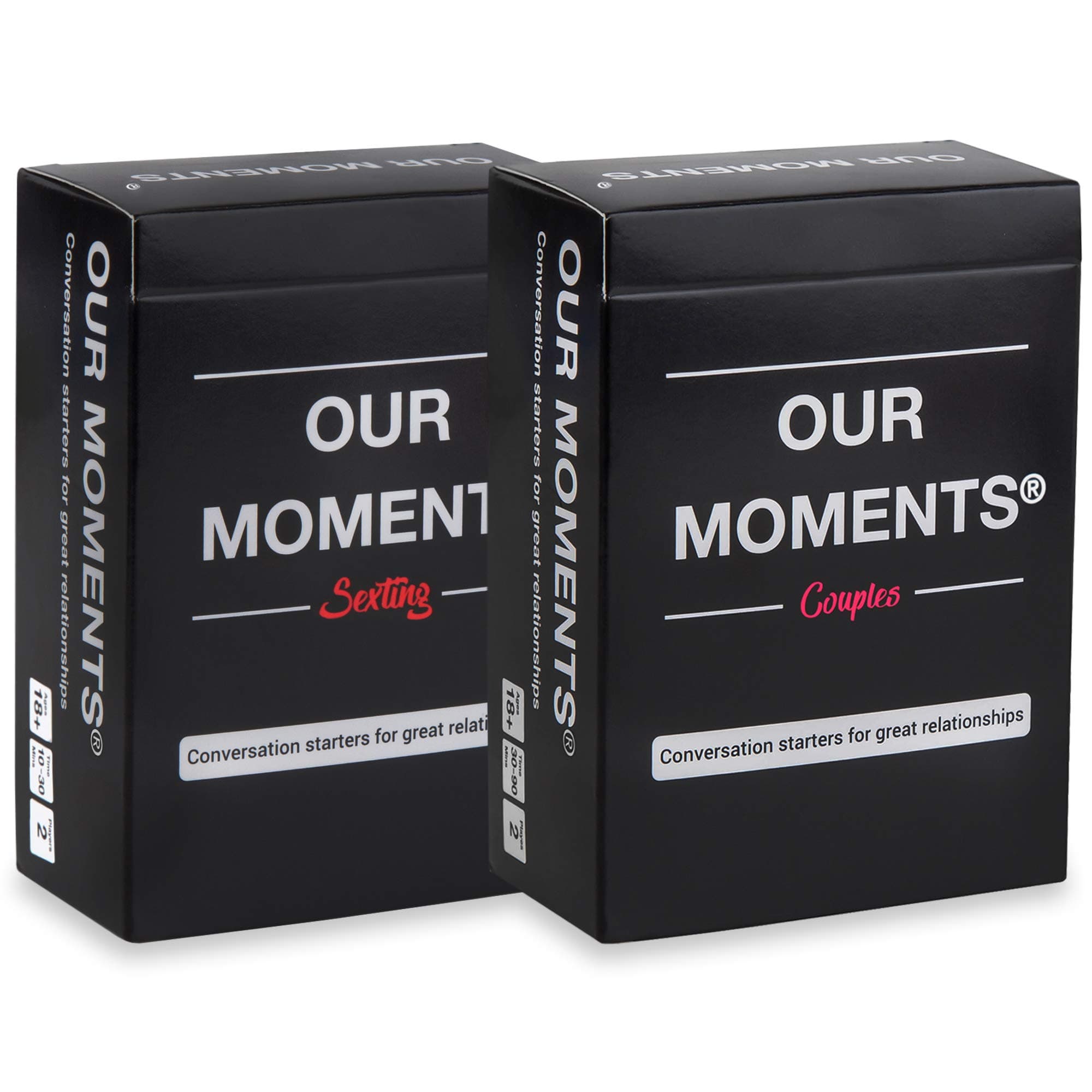 OUR MOMENTS Love Bundle: 100 Thought Provoking Conversation Starters for Couples and 100 Messages to Text to Your Partner to Spice Up Your Relationship - (2 Decks: Couples + Texting)