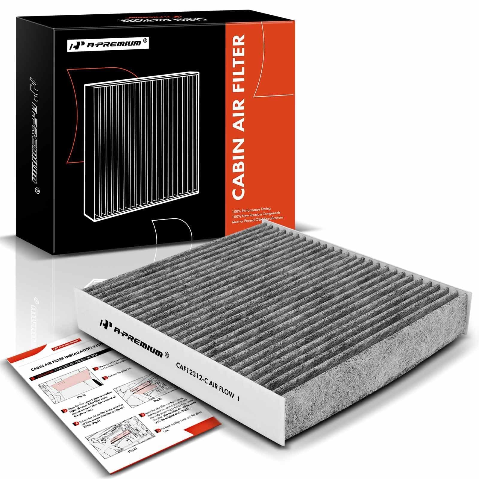 A-Premium Cabin Air Filter with Activated Carbon Compatible with Nissan Versa 2020-2023 1.6L, Kicks 2018-2023 1.6L, Replace# 278915RB0A, 278915RB0B