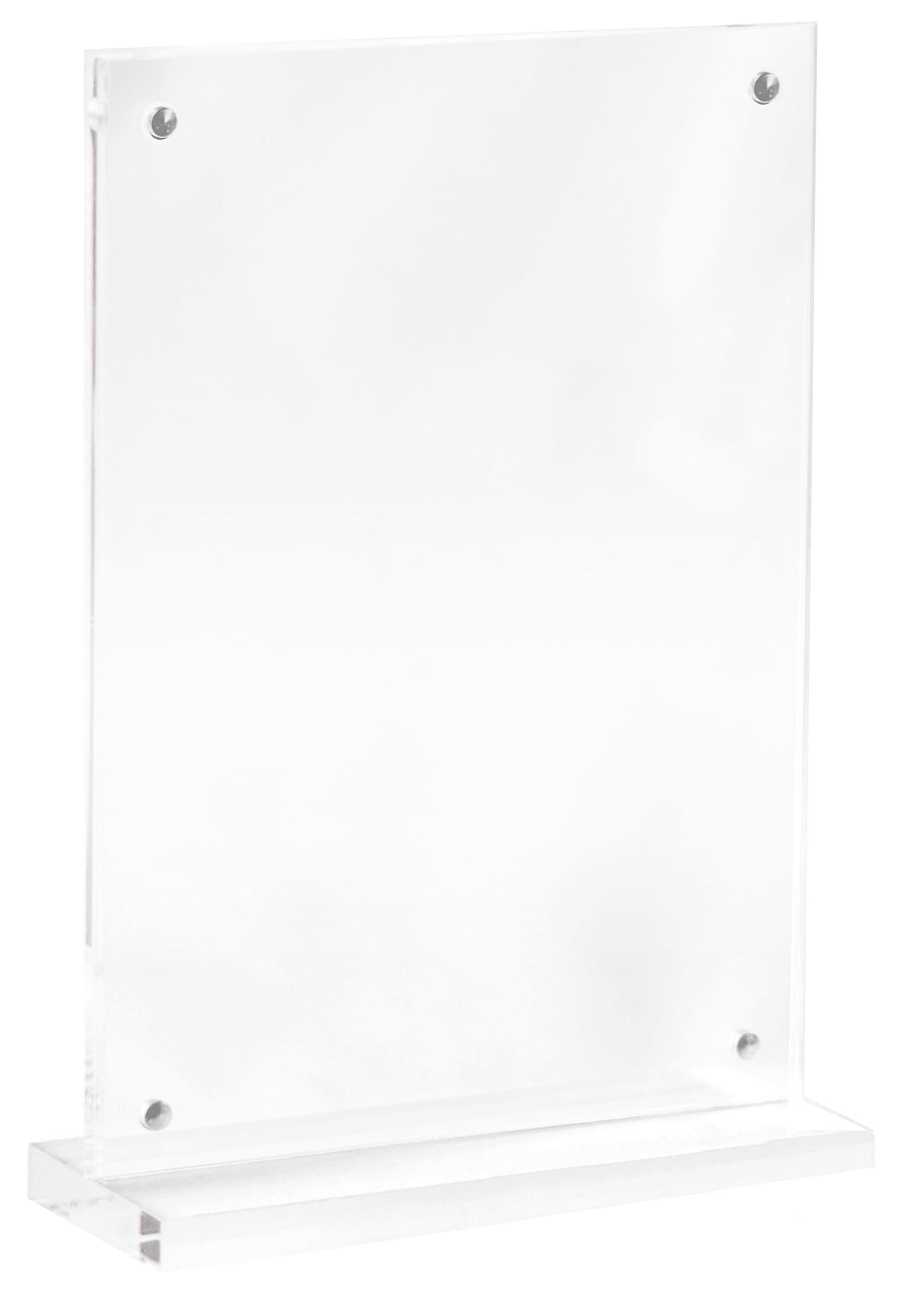 5x7 Magnetic Portrait T Shaped Acrylic Double Sided Desktop Photo Frame/ Menu Holder/ Sign Display