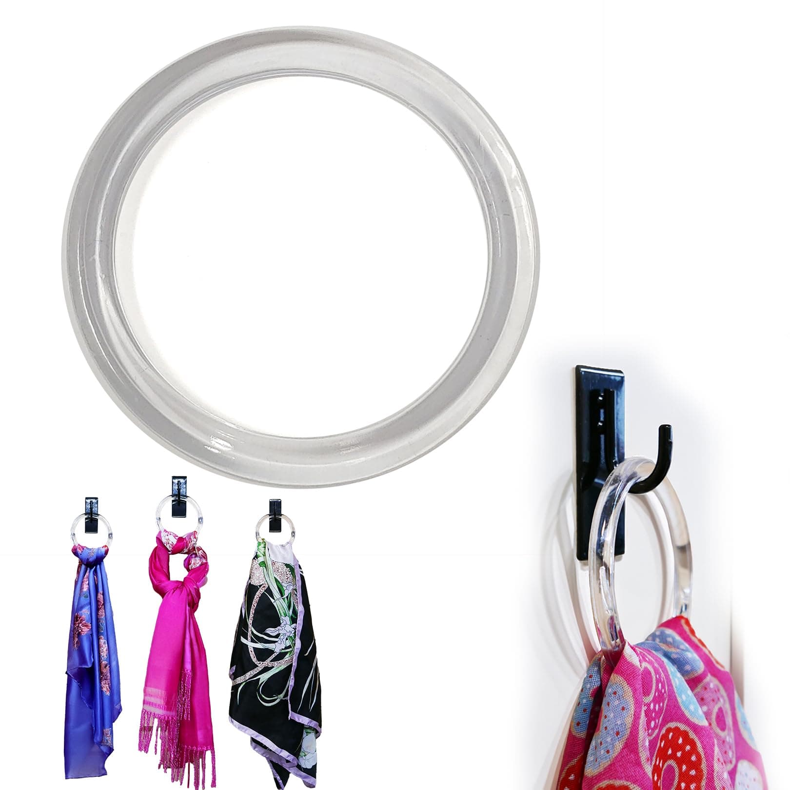 Clear Plastic Retail Scarf Rings - Round Fine Garment Hangers - 2.58" ID - 3.25" OD - 50 Pack