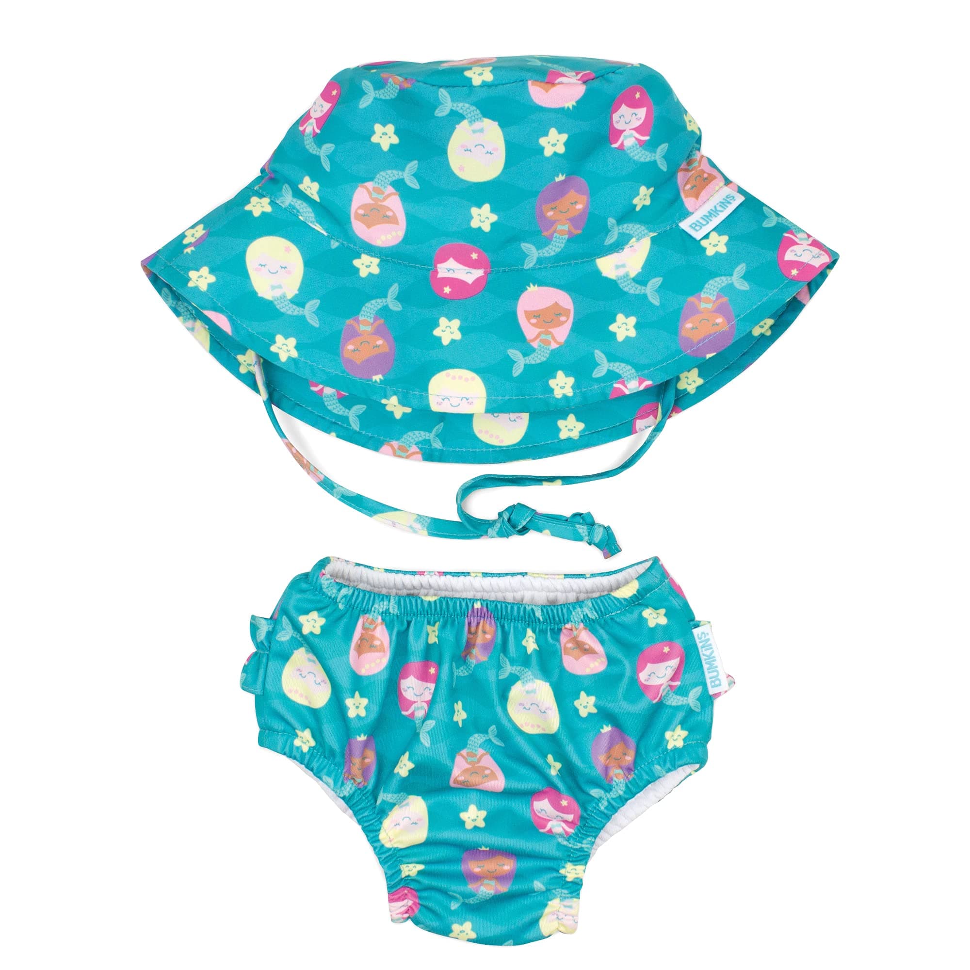 Reusable Swim Diaper and Hat, UPF +50, Mermaid, 18 Months