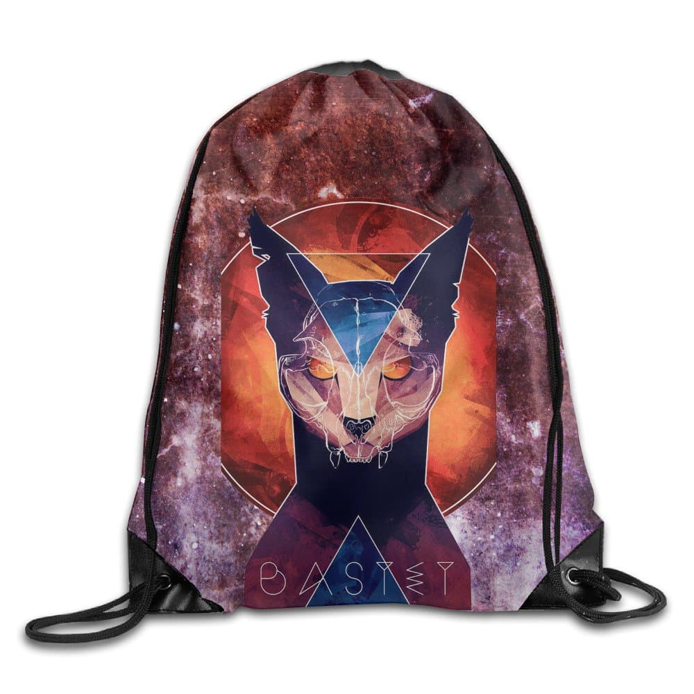Bastet Men & Women Sport Gym Sack Drawstring Backpack Bag