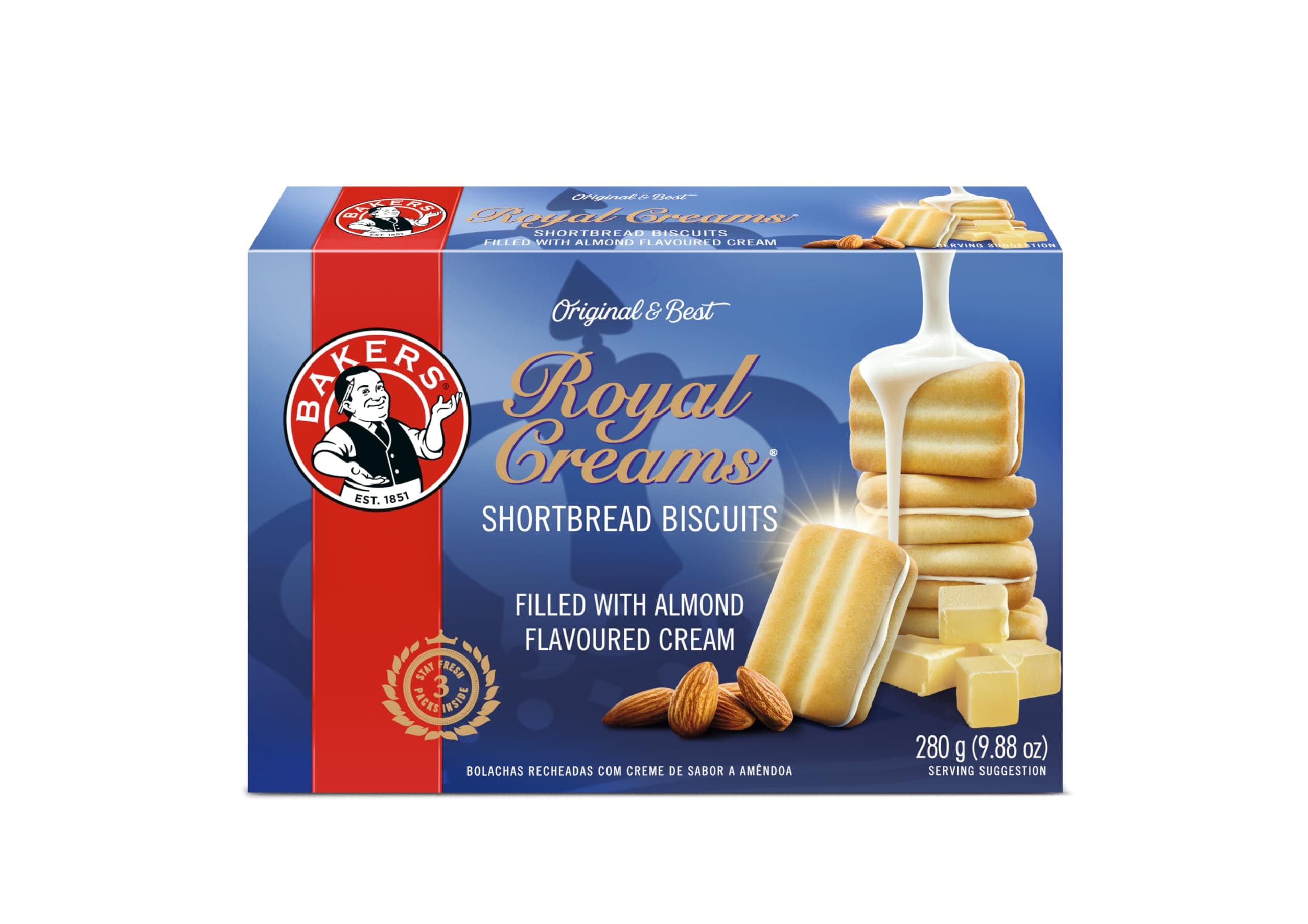 Bakers Royal Creams 280g/9.88oz | 2 Pack | Short Bread | Cream center | Made with Butter |