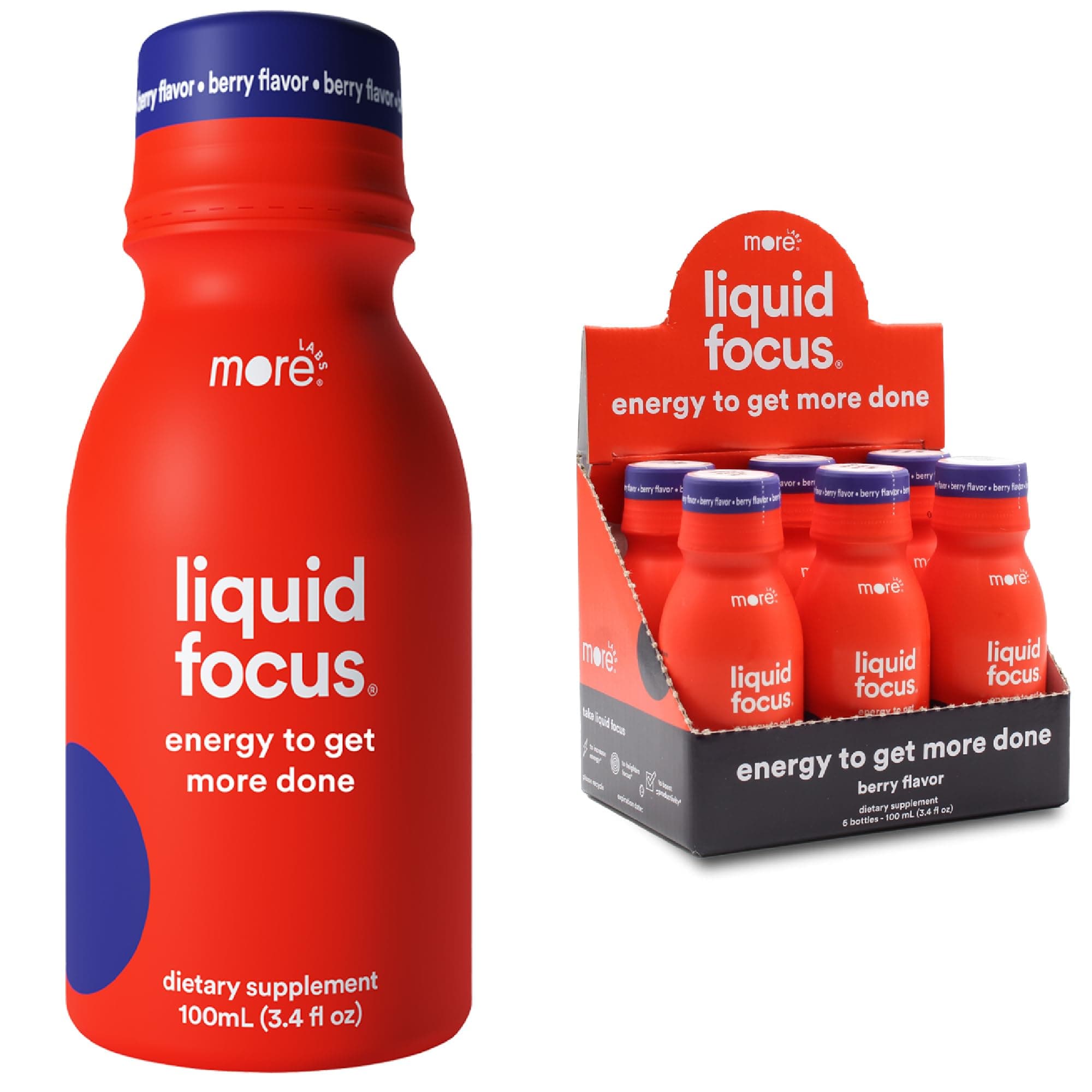 Liquid Focus, Nootropic Smart Drink with Powerful Antioxidants & Adaptogenic Herbs for Energy and Concentration, 150mg Caffeine (Pack of 6)