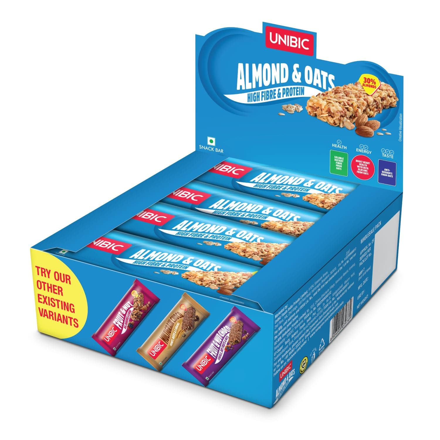 Snack Bar Almond & Oats Pack of 12, 360 Grams