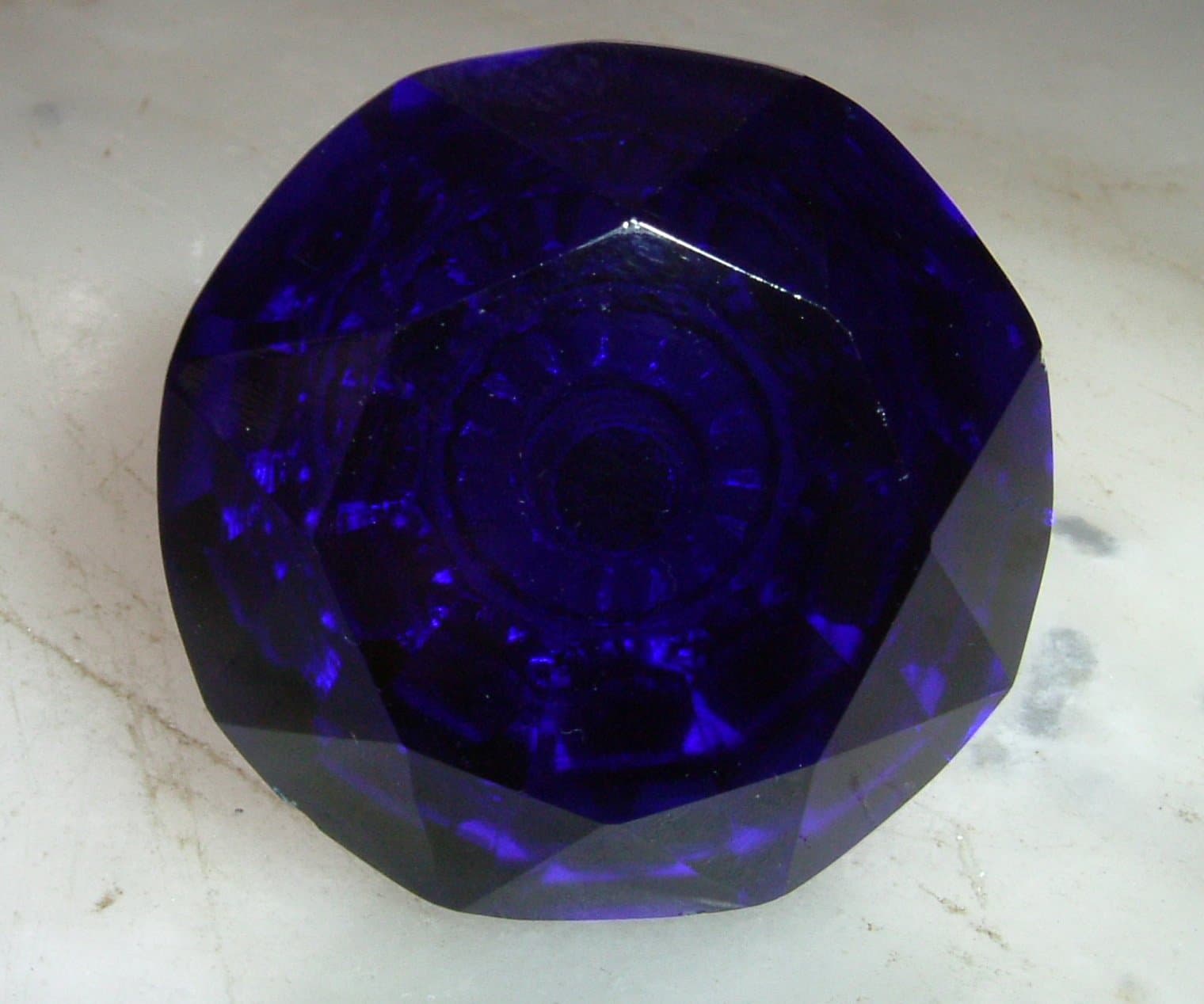 small dark blue cut glass drawer & cupboard pulls (knobs)