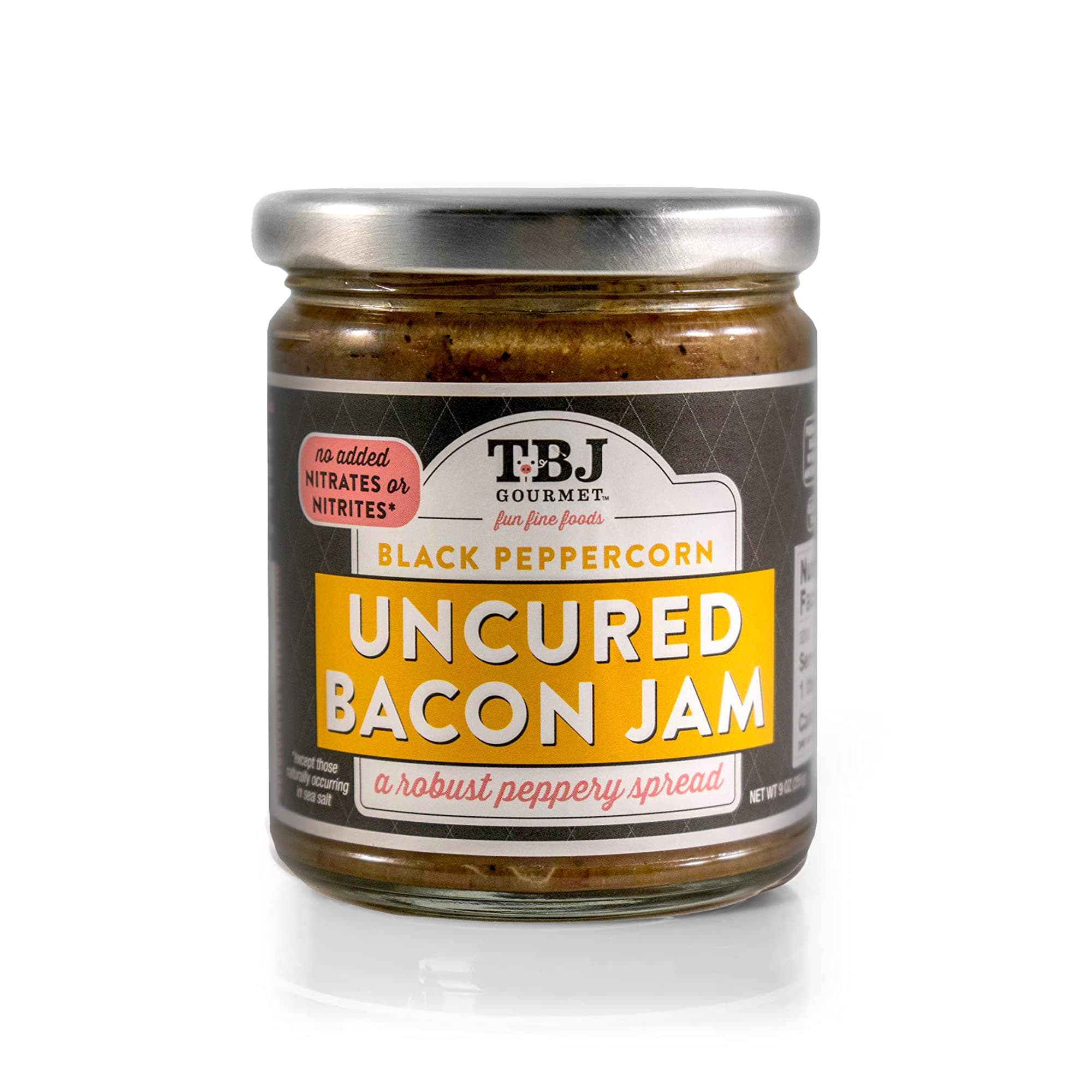TBJ Gourmet Black Peppercorn Bacon Jam - Bacon Top Ingredient - Premium Spread No Preservatives