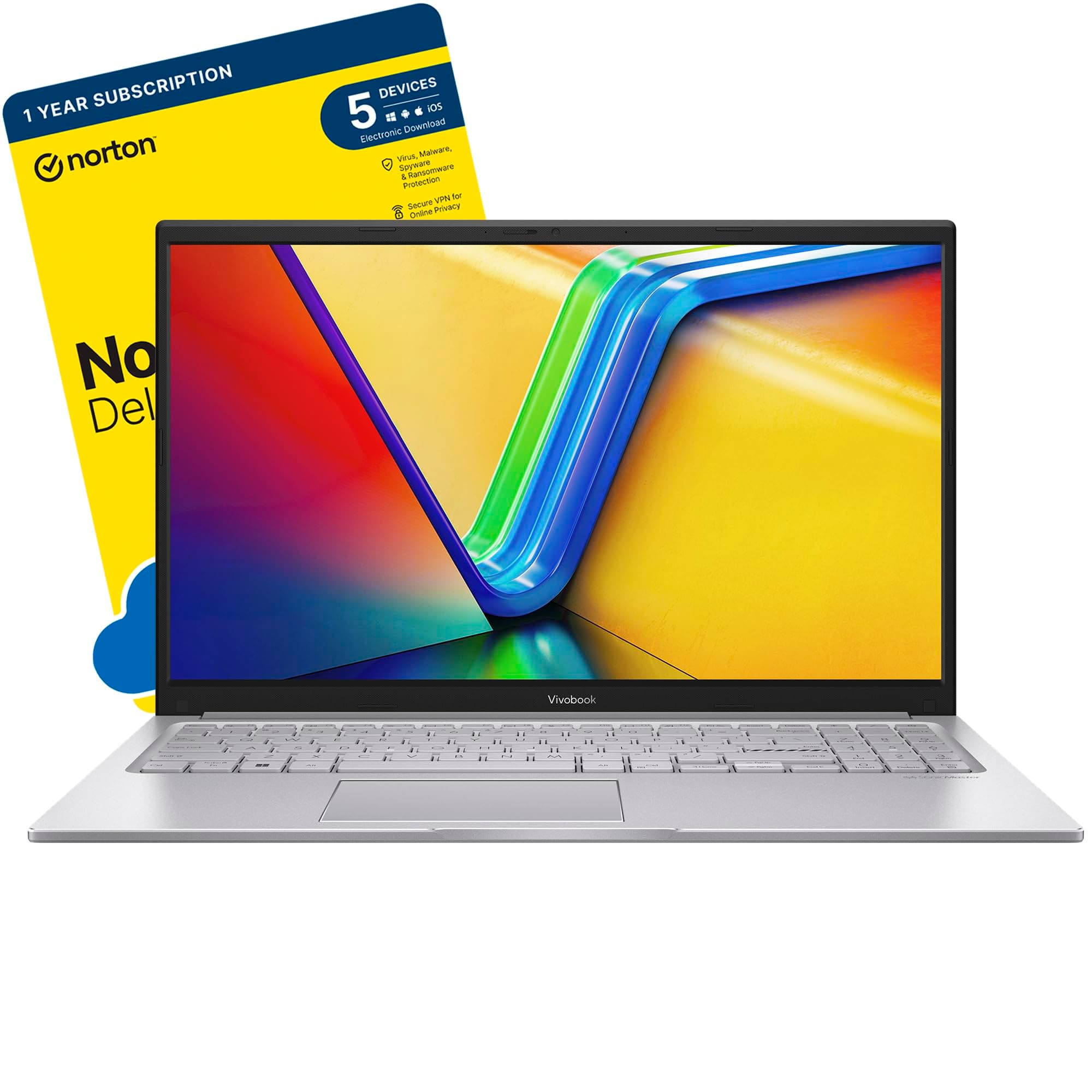 MESH ComputersASUS VivoBook 15 X1504VA Intel Core i7-1355U (13th Gen), 16 GB RAM, 1 TB SSD, 15.6 inch FHD, Wi-Fi 6E, Windows 11 Home Laptop includes Free Norton 360 Deluxe Antivirus Software