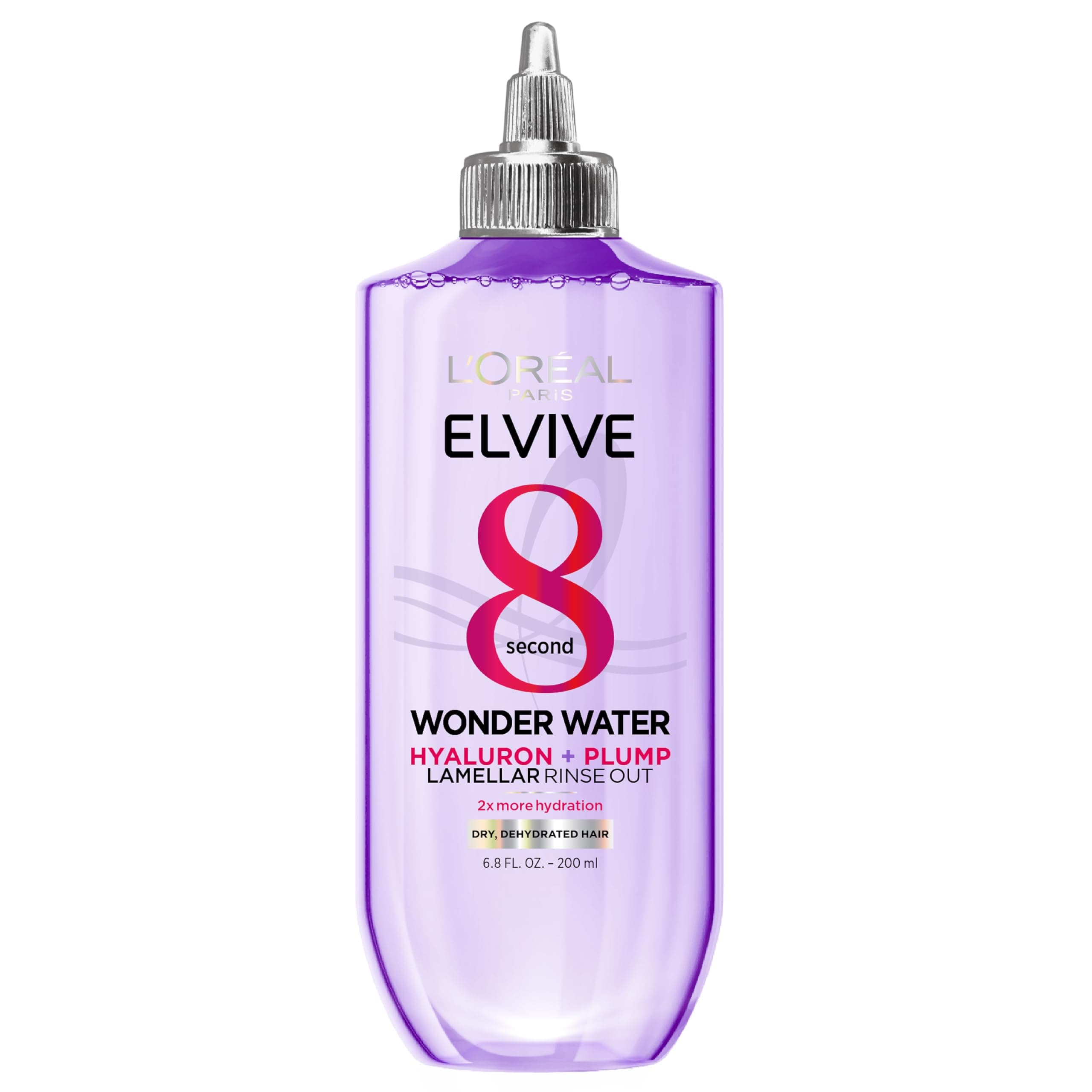 Elvive Hyaluron Plump Flash Hydration Wonder Water Hair Rinse, 8 Second Hydrating Hair Care Treatment for Soft, Shiny Hair, 6.8 Fl Oz