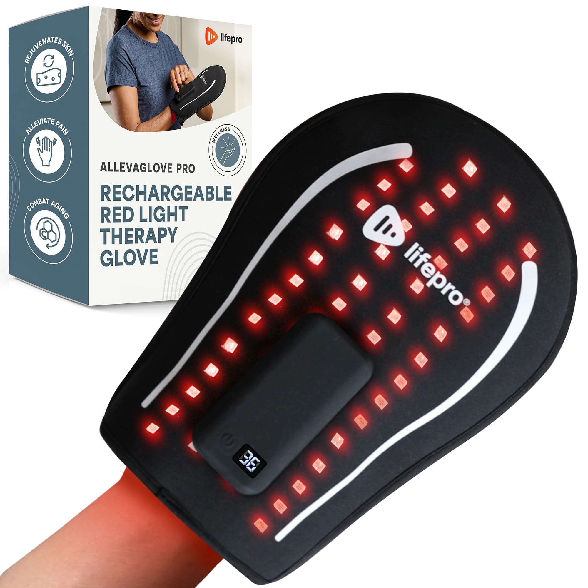 LifePro Red Light Therapy for Hands, Feet & Ankles – Cordless Glove & Foot Wrap with Dual Wavelengths (660nm & 850nm) Infrared Foot Therapy, Auto Shut-Off Timer for Wellness, Relaxation & Comfort