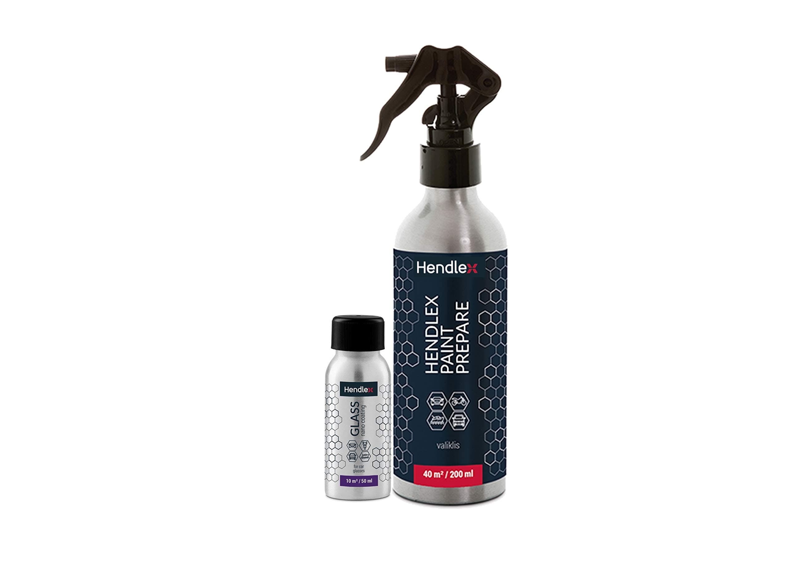Hendlex Glass (50mL) Paint Prepare (200mL) Ultimate Hydrophobic Nano Coating Kit