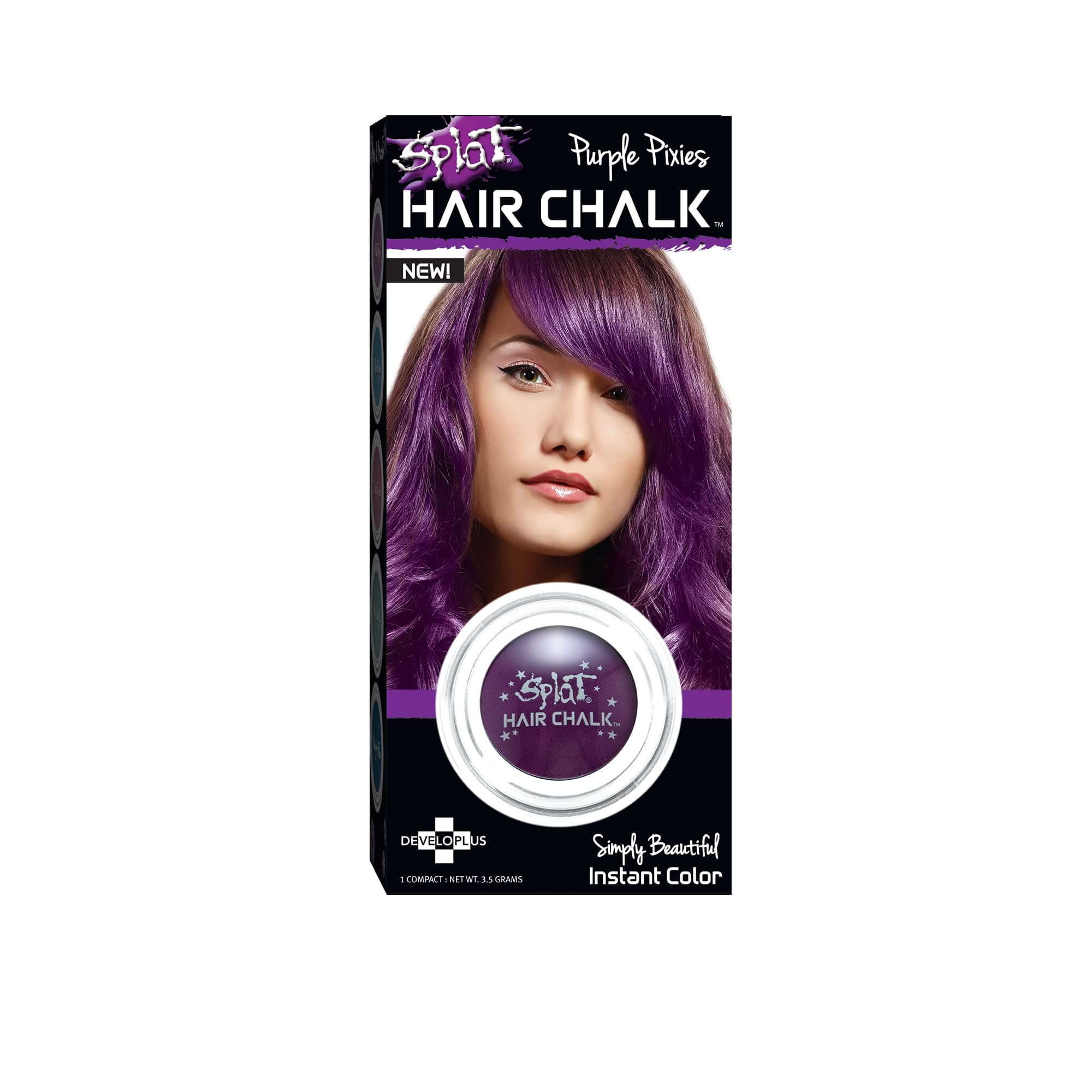 Purple Pixies Hair Chalk, 1 Compact, Temporary Hair Color Glides on Easily for Fun Pops of Color, Washable Hair Color Chalk Shampoos Out, Cruelty Free & Vegan
