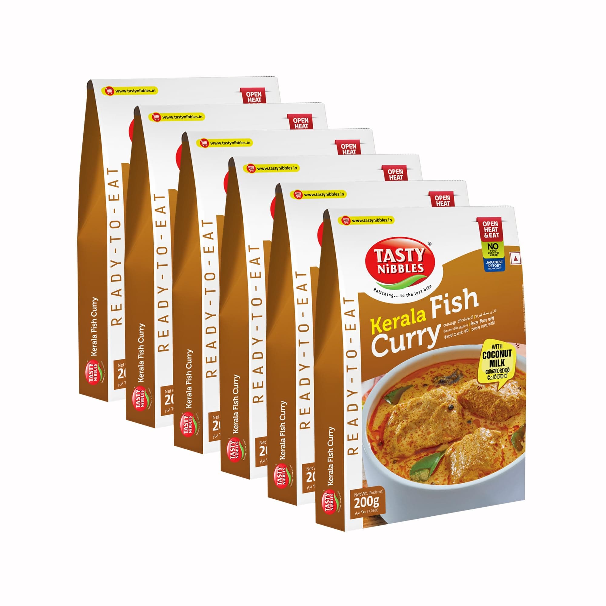 Tasty Nibbles Ready To Eat Kerala Fish Curry With Coconut Milk 200g Pouch[Pack of 6]|Open Heat & Eat | No Food Additives Added | Japanese RETORT Technology