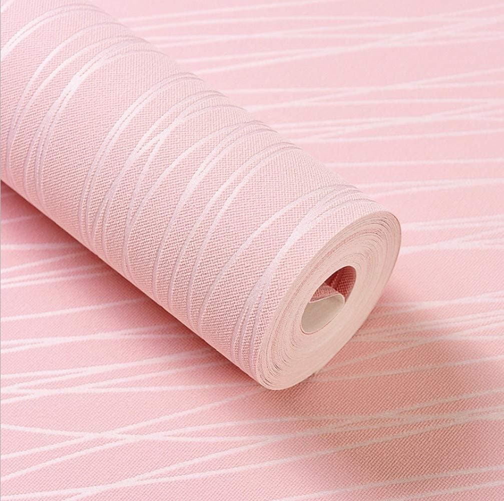 Emoyi 3D Textured Non-Woven Fabric Wallpaper Peel and Stick Home Decor 20.8''x78.7'' (Pink)