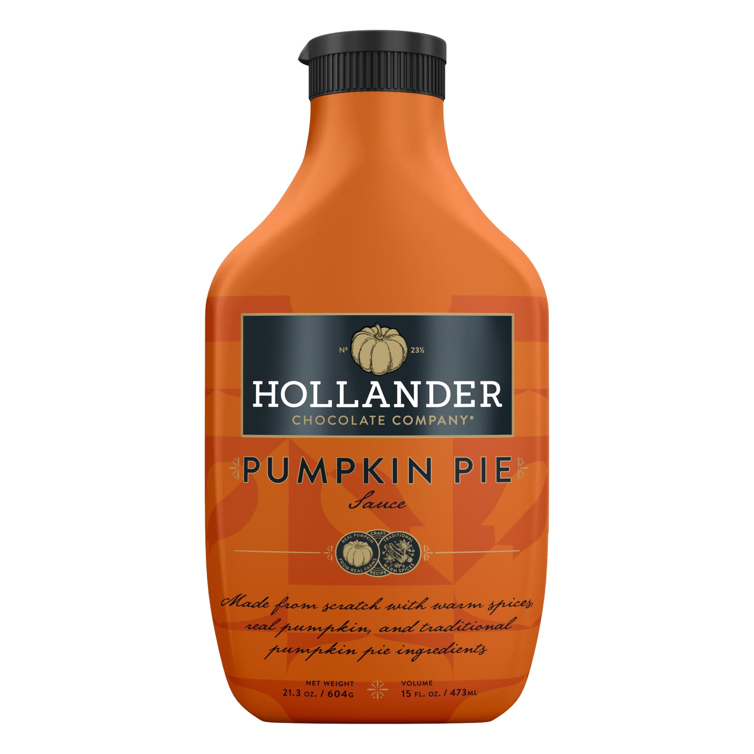 Hollander Pumpkin Pie Sauce 15 FL OZ (Squeeze Bottle) | Made with Real Pumpkin | GMO-Free, Corn Syrup Free, Gluten Free