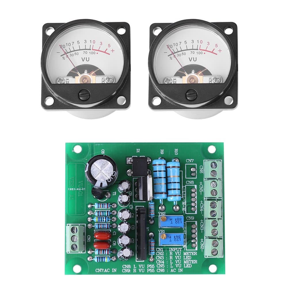2pcs Audio Level Meter, Universal Driver Board VU Meter Kit, DC Power Supply for Lower Operating Voltage
