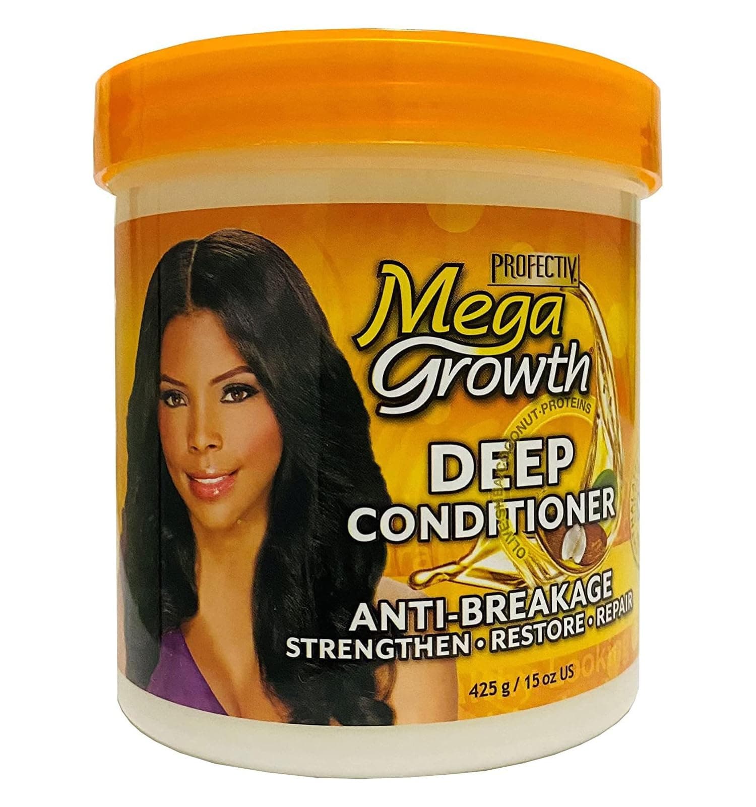 Mega Growth Anti-Breakage Strengthening Deep Conditioner - Hydrating Hair Mask, Restores & Repairs Damaged Fragile Hair, Revitalizes, Renews, Protects From Damage, Restores Softness & Shine, 15 oz.