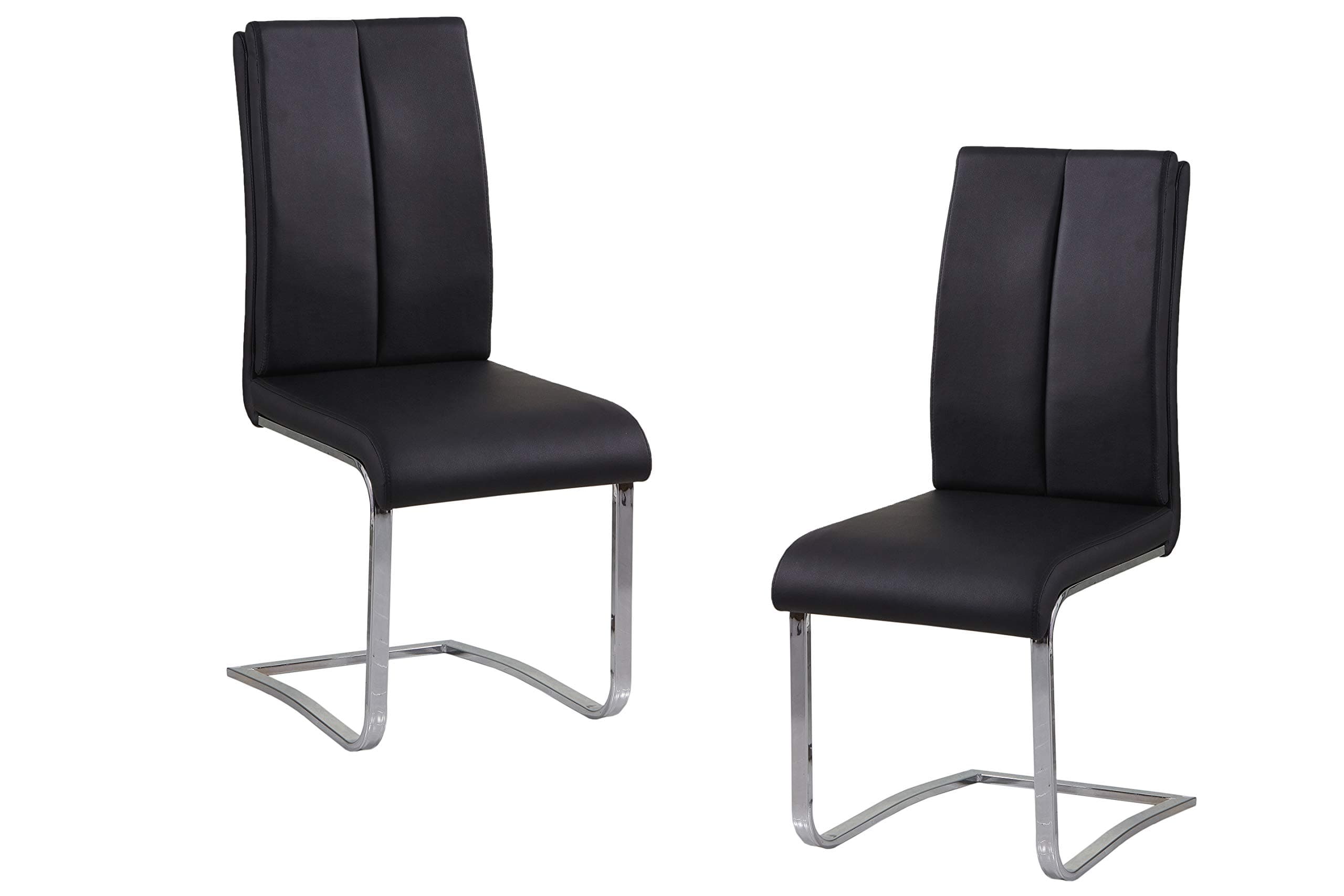 Best Master Furniture Bailey Modern Leather Dining Side Chair, Set of 2, Black