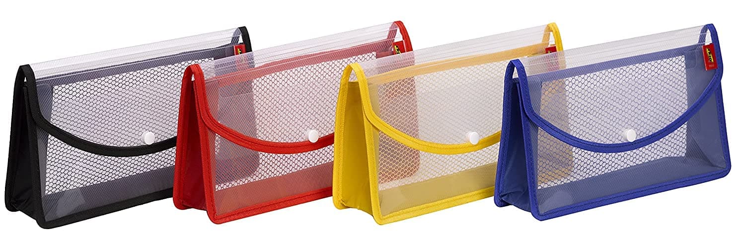 MORE BUY Cheque Book/Document/Passbook/Cosmetics/Passport Organizer Pouches with Flexi Button (Pack of 4) (Multicolour)