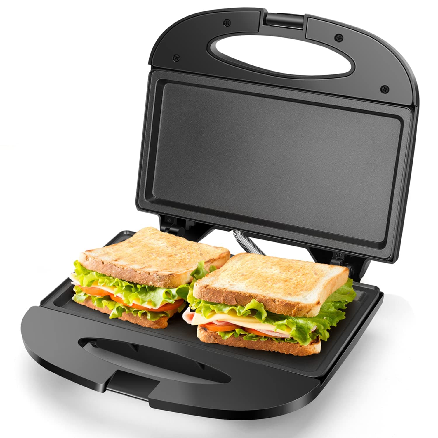 Sandwich Maker with Non-stick Deep Grid Surface for Egg, Ham, Steaks Compact Electric Grill Tostadora de Pan Black, ETL Certificated, Roy