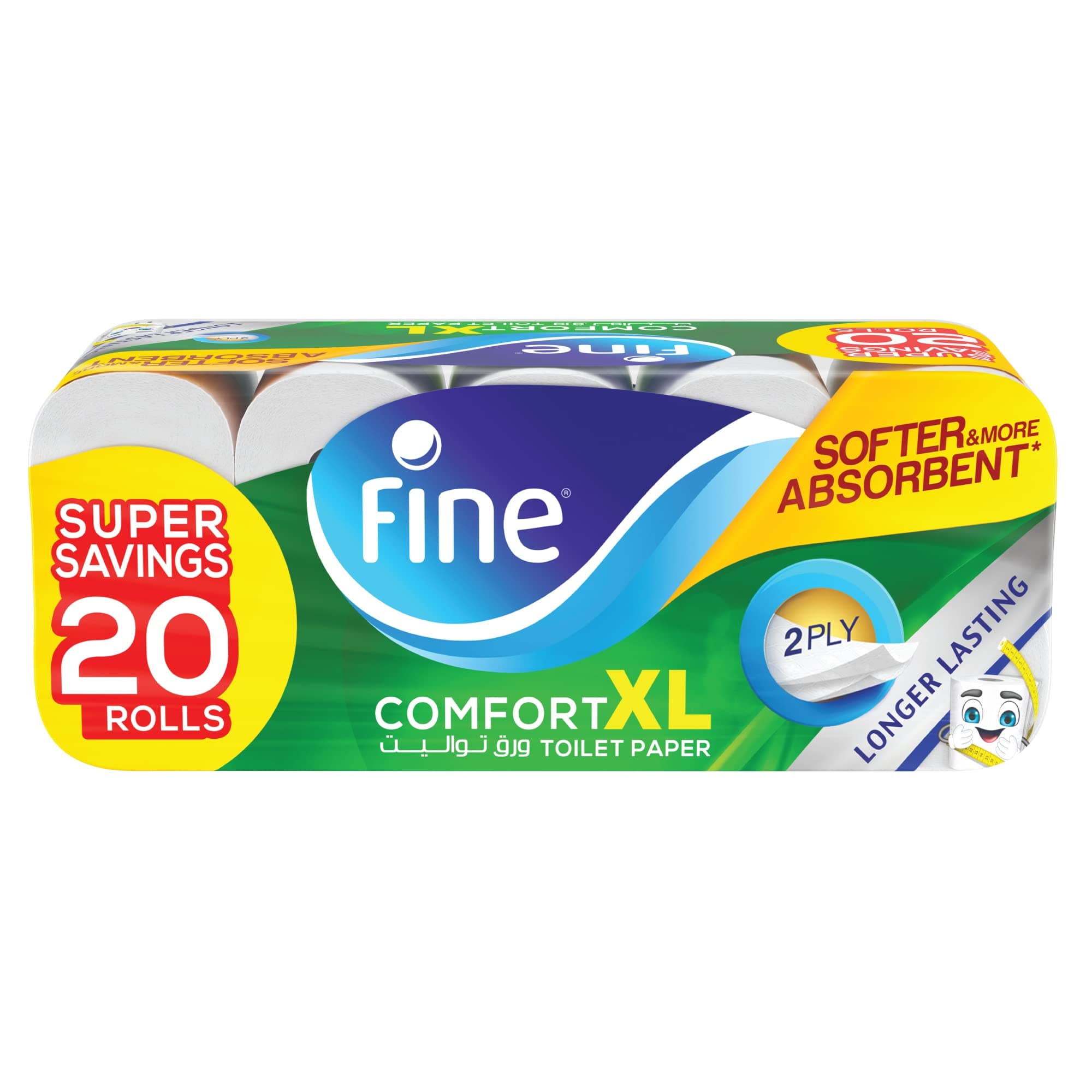 Comfort XL Toilet Tissues Paper, 20 Rolls x 250 sheets x 2 Ply