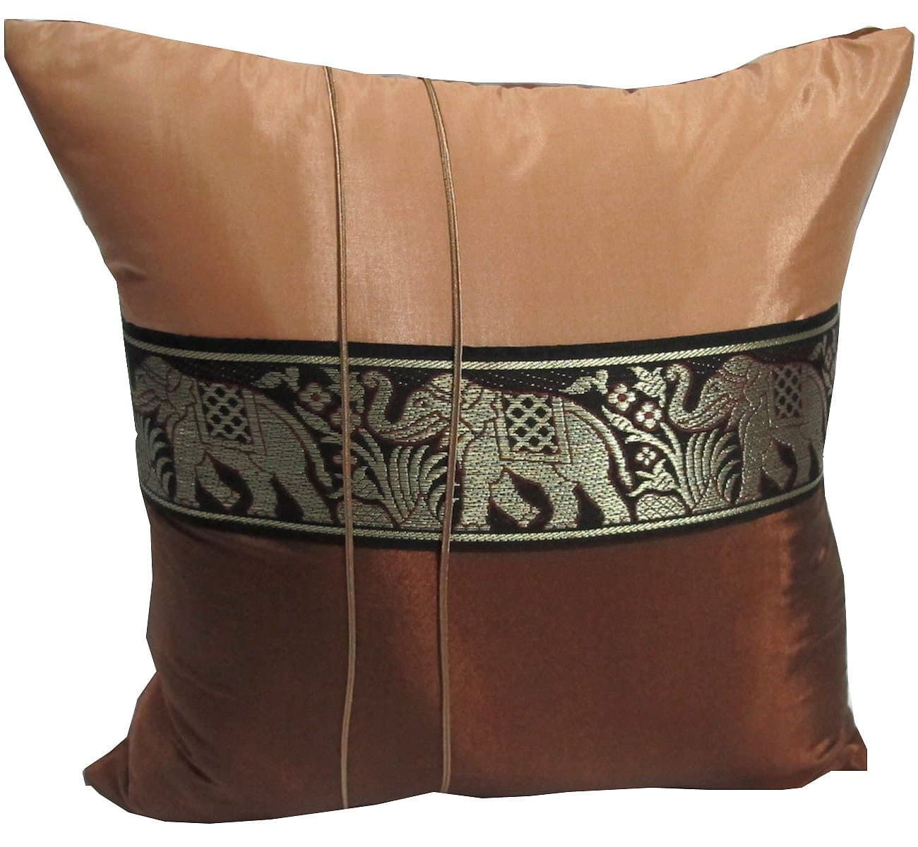 "HelloJatujak" (SINGLE) 1 BEAUTIFUL BIG ELEPHANT THROW CUSHION COVER/PILLOW CASE HANDMADE BY THAI SILK AND COTTON FOR DECORATIVE SOFA, CAR AND LIVING ROOM SIZE 16 X 16 INCHES