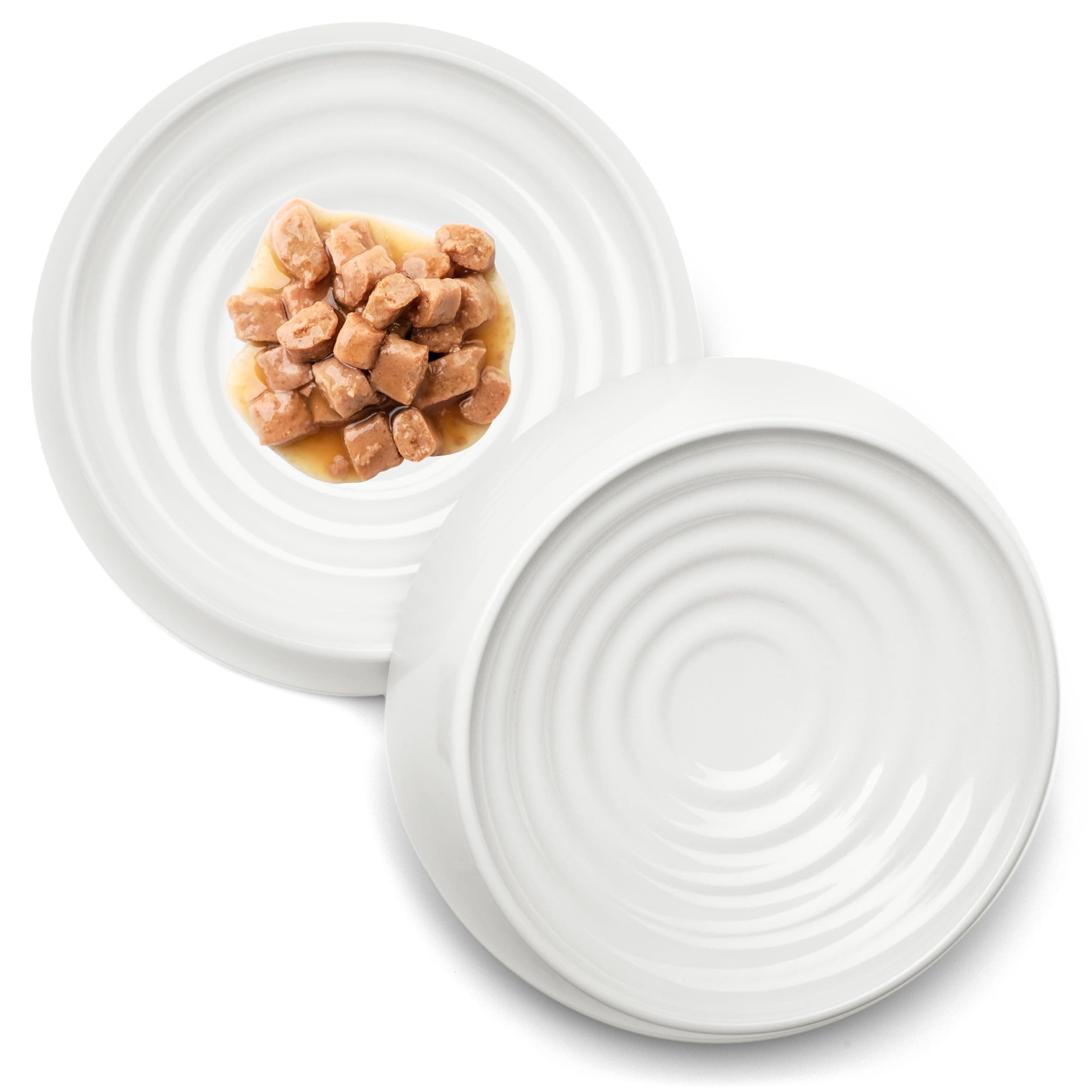 Cat Bowls, Whisker Stress Free Food Bowl, Reliefs Fatigue, Wide Non Slip Shallow Dish, Feeding & Watering Supplies (Set of 2, Marshmallow)