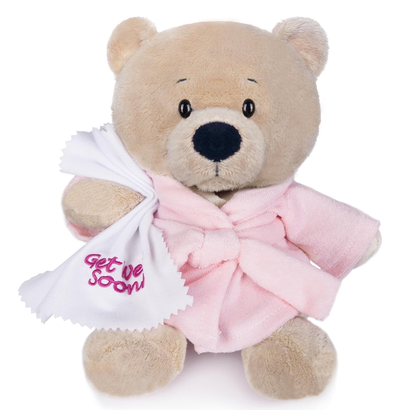 9" Teddy Bears Cloth Bear Stuffed Animal Plush Toys Soft Bear Dressed in Bathrobe with Soothing Towel “Get Well Soon” Sleeping Soft Toy Bedtime Gifts for Baby Kids Girls Boys,Pink