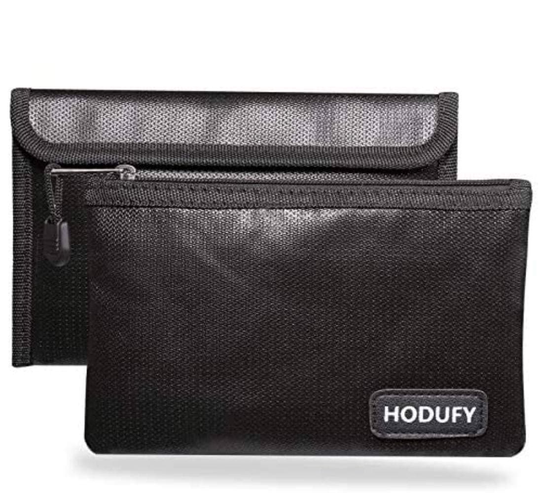 Small Fireproof Bag, Hodufy 5 x 8 inches Non-Itchy Fireproof Money Cash Bag, Bank Set for Valuables - Passport, Bank Deposit, Keys