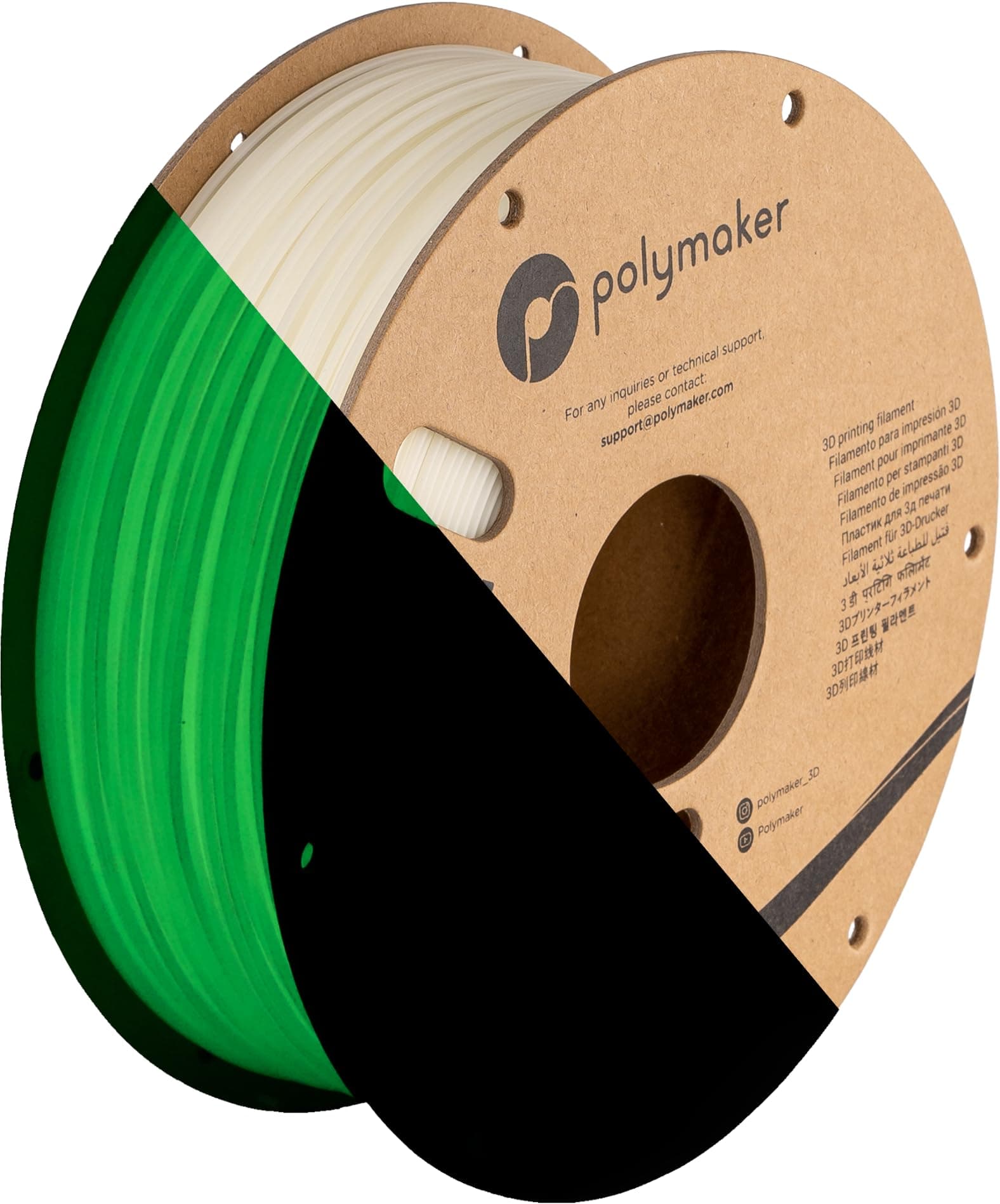 Polymaker PolyLite Glow in The Dark PLA Filament Glow Green 1.75mm, 3D Printing Filament 1kg, Fluorescent 3D Printer PLA Filament, Strong Glow Effect & Long Glowing Time, 1kg Spool (2.2lbs)